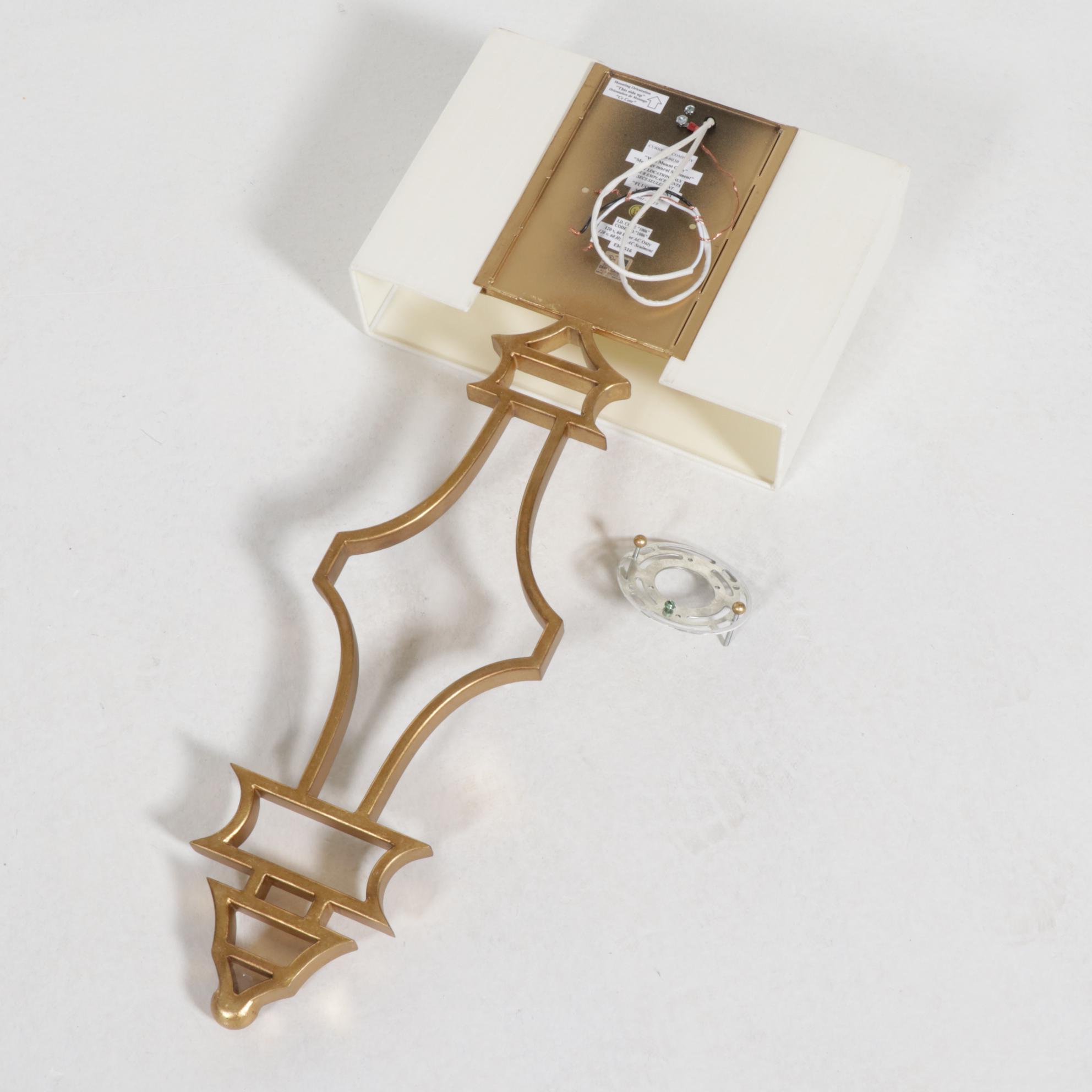 Currey & Company "Eternity" Gilt Metal Wall Sconce with Square Shade