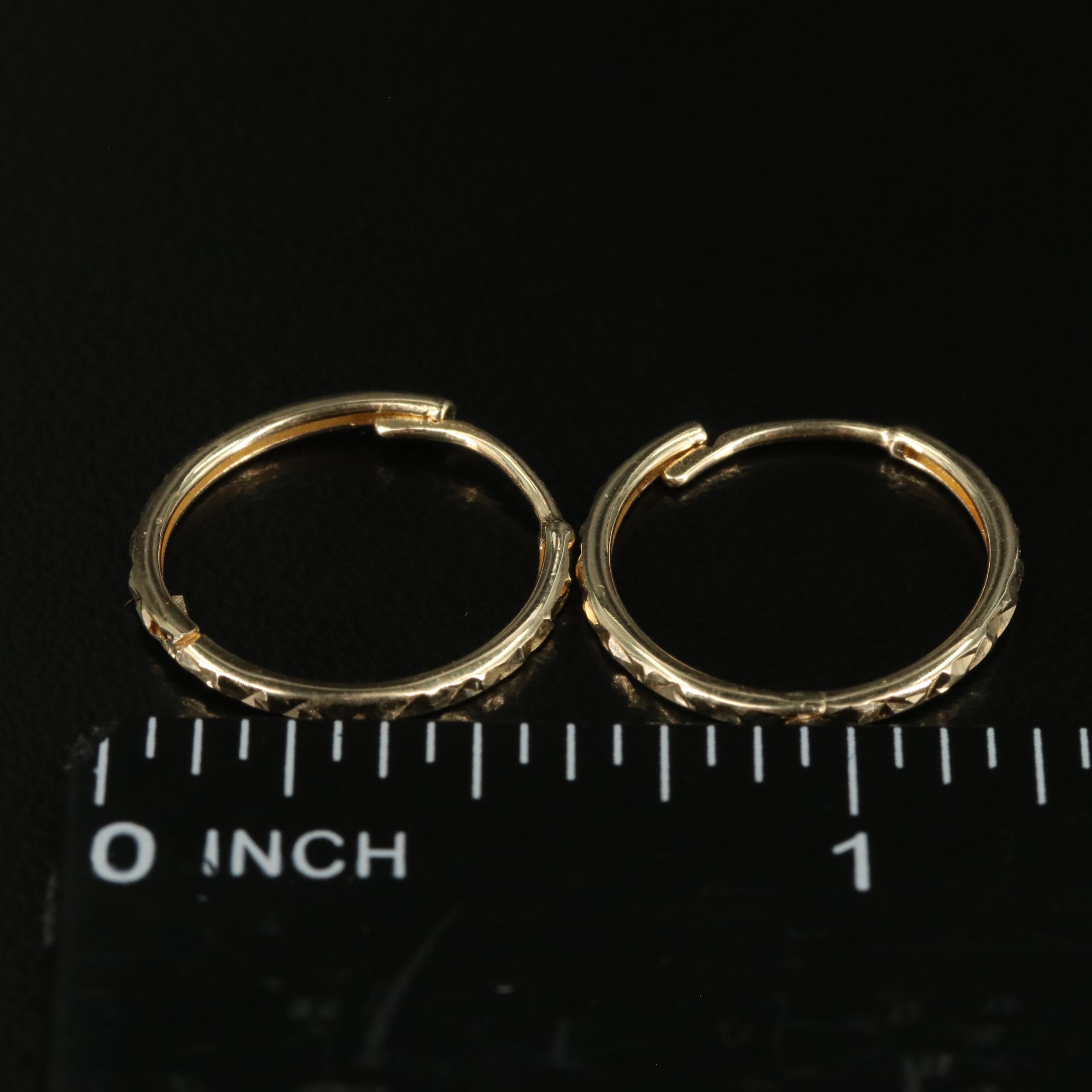 14K Textured Huggie Hoop Earrings