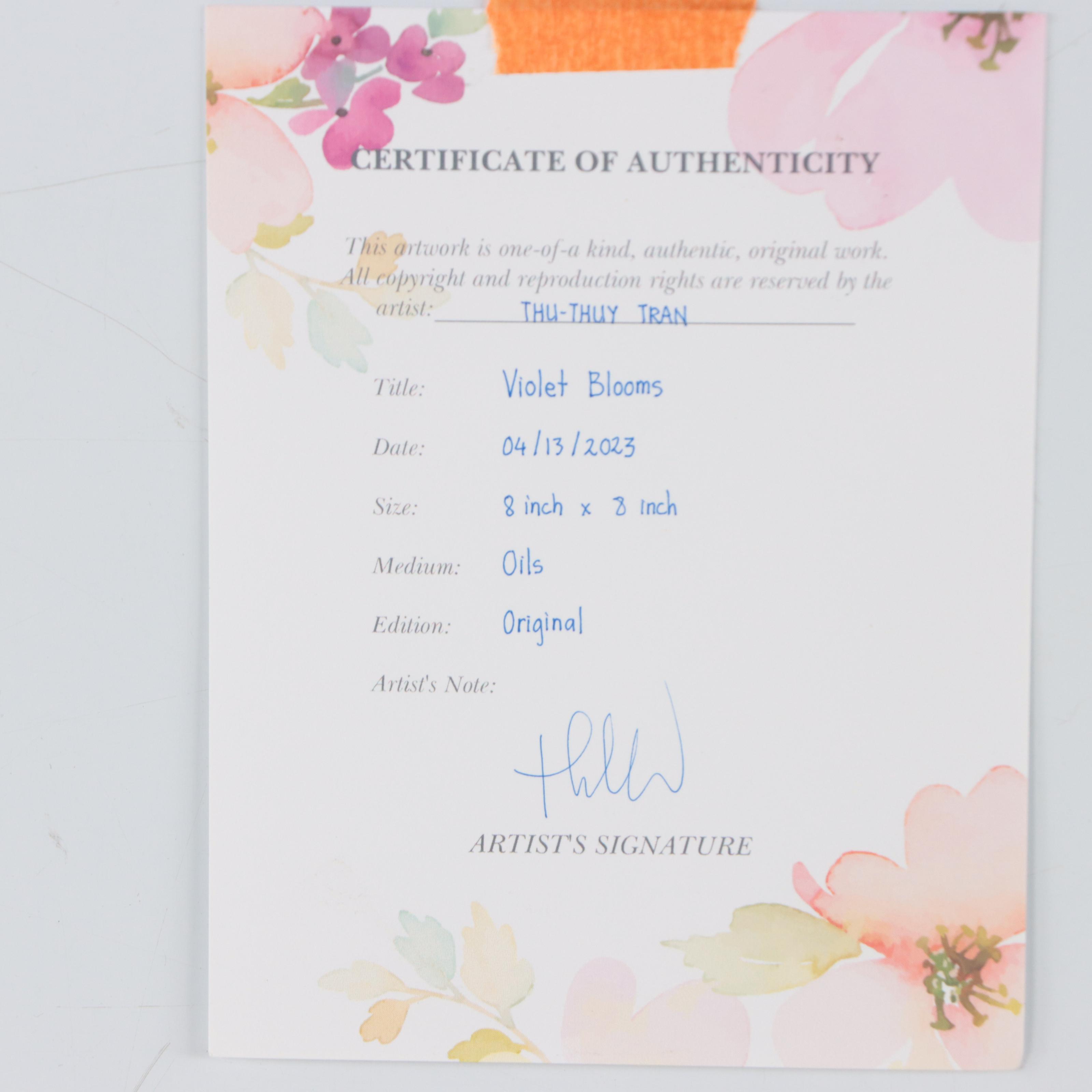 Thu-Thuy Tran Oil Painting "Violet Blooms," 2023