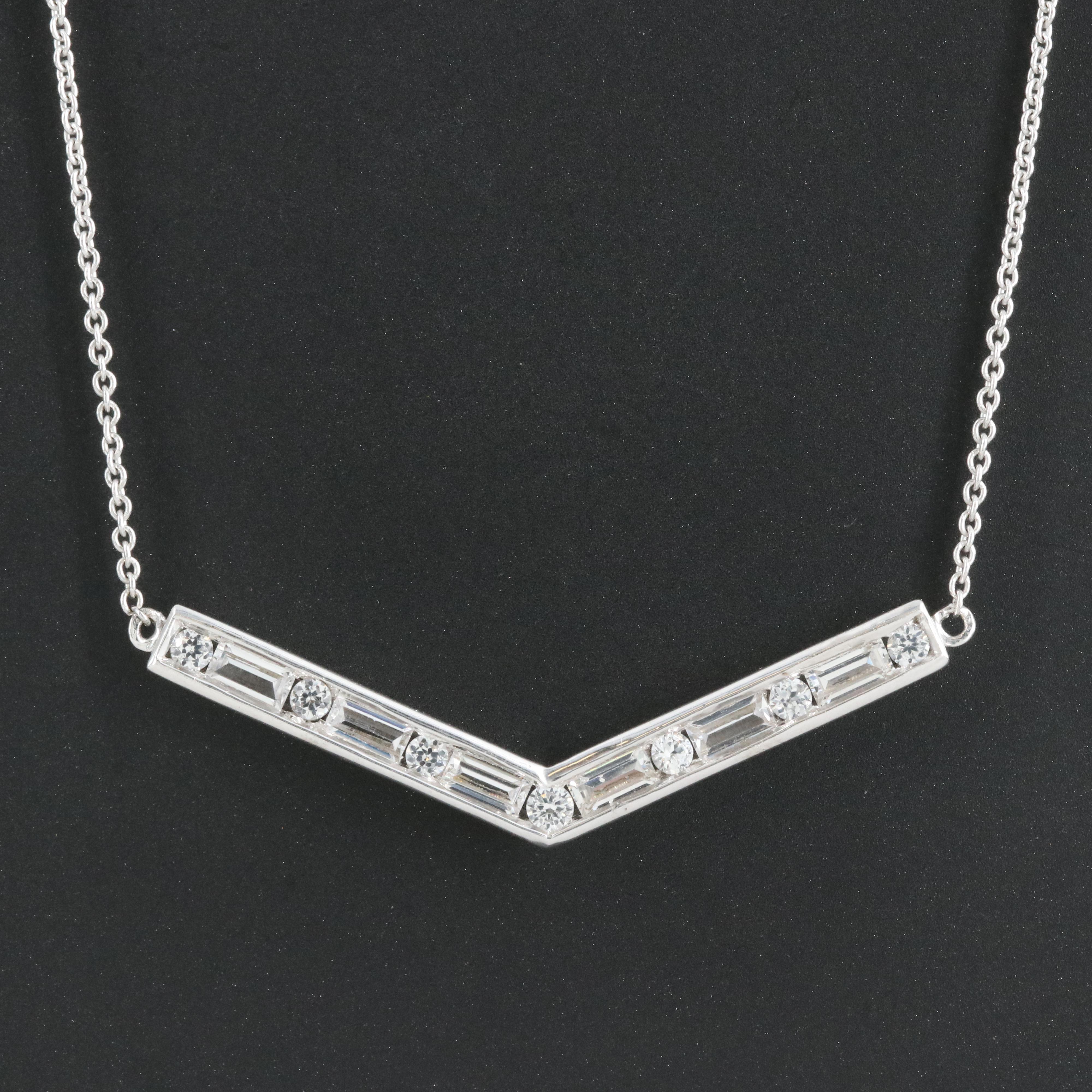 Sterling Sapphire Chevron Necklace