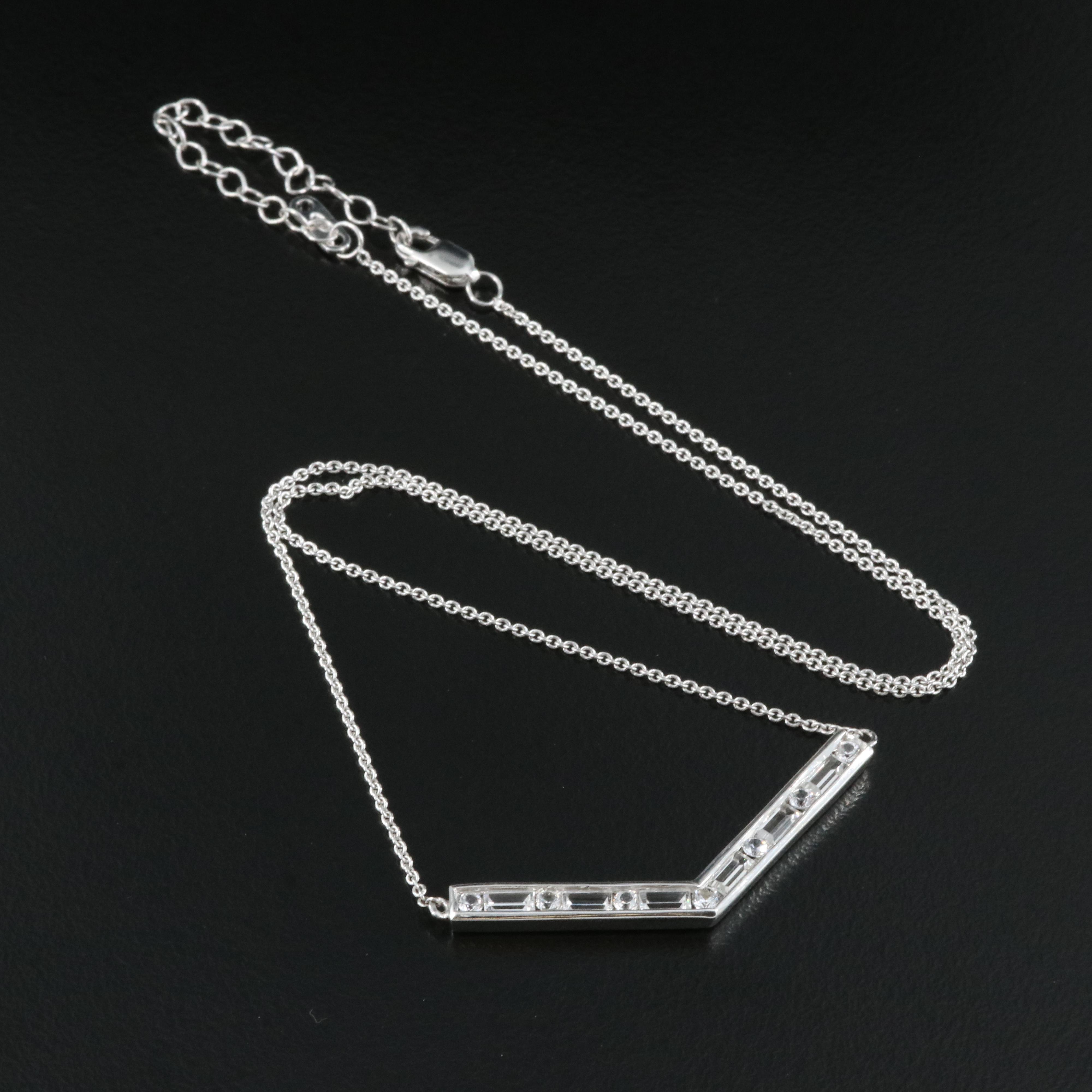 Sterling Sapphire Chevron Necklace