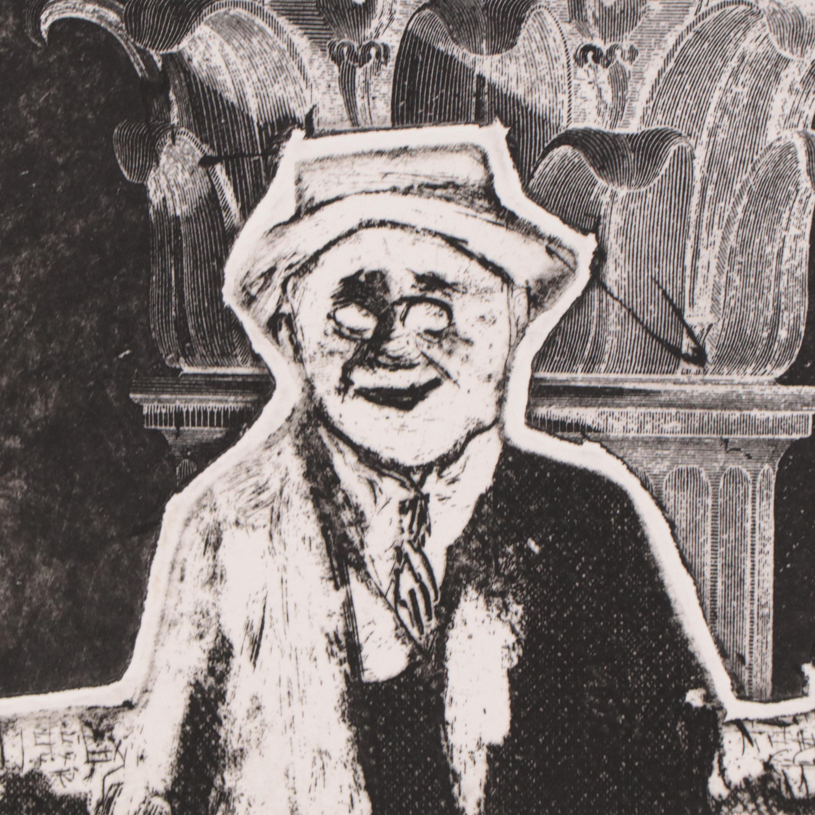 Sidney Chafetz Etching of Man and Corinthian Capital