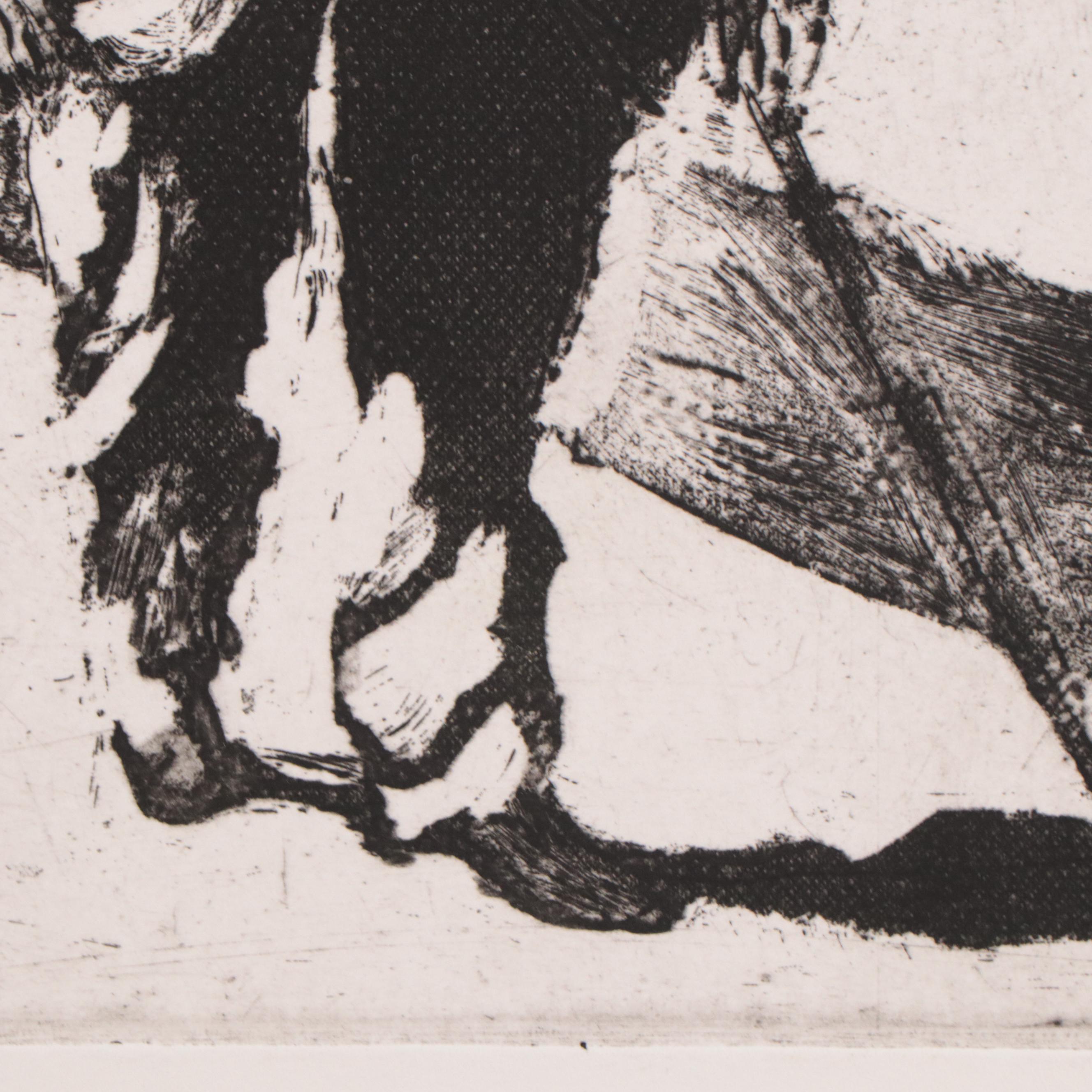 Sidney Chafetz Etching of Man and Corinthian Capital