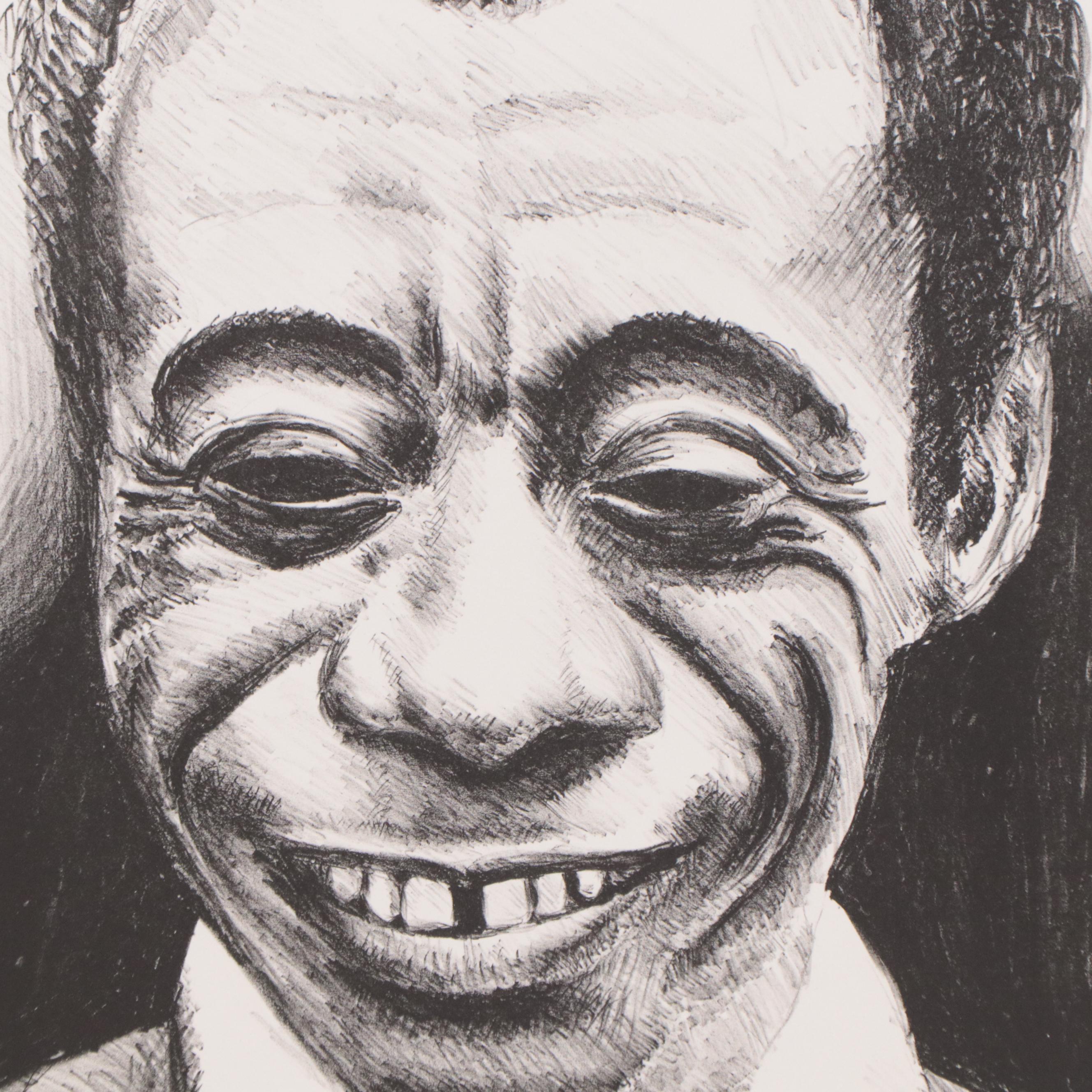 Sidney Chafetz Portrait Lithograph of James Baldwin, 1981