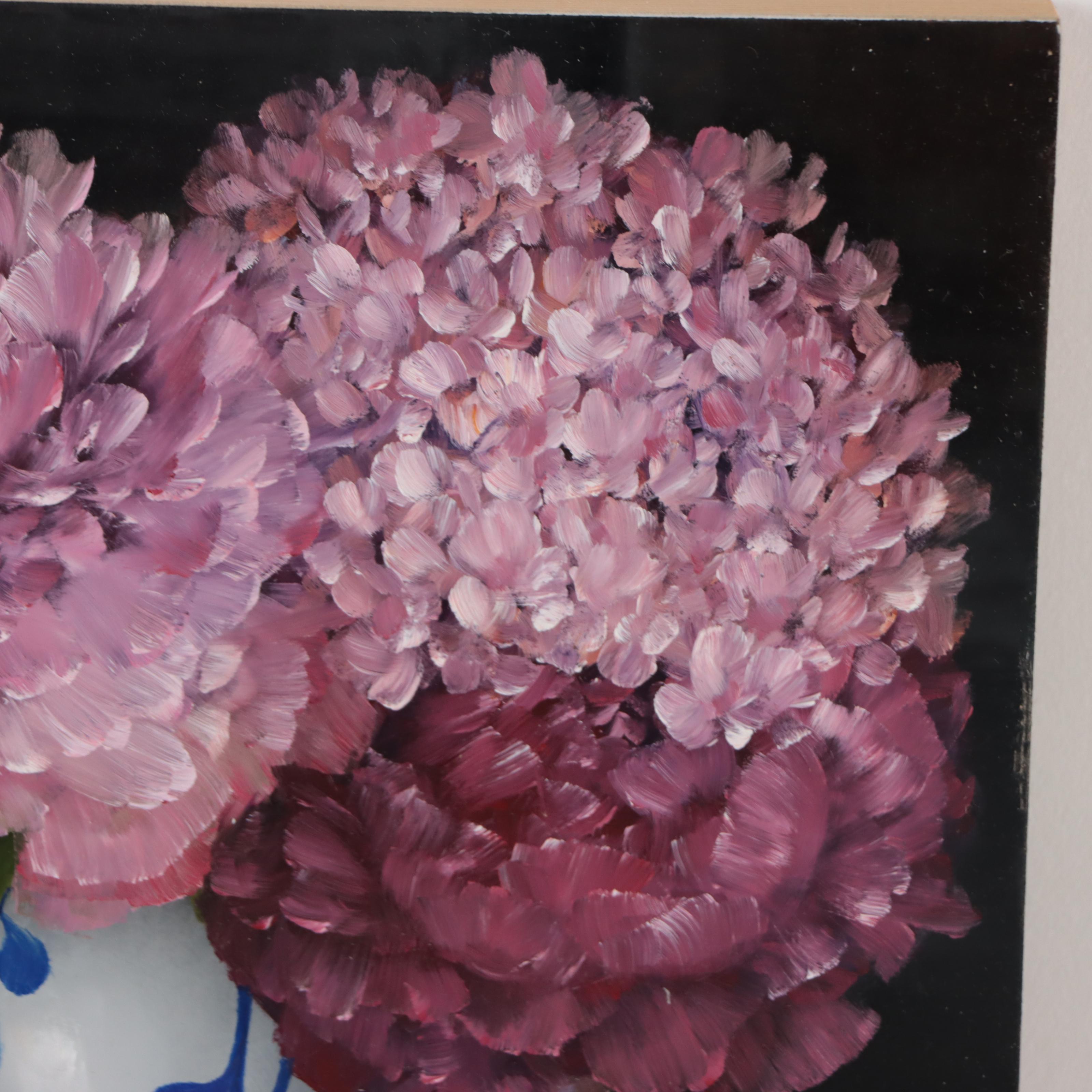 Thu-Thuy Tran Oil Painting "Pink Peonies and Hydrangeas," 2023