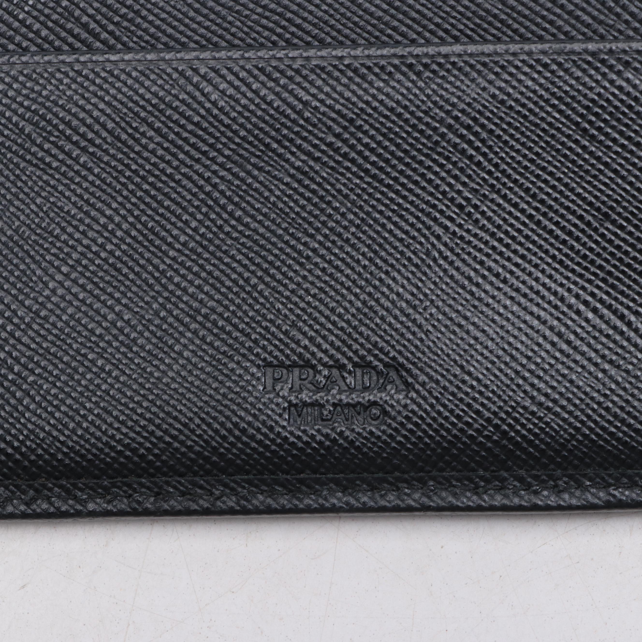 Prada French Flap Long Wallet in Black Saffiano Leather