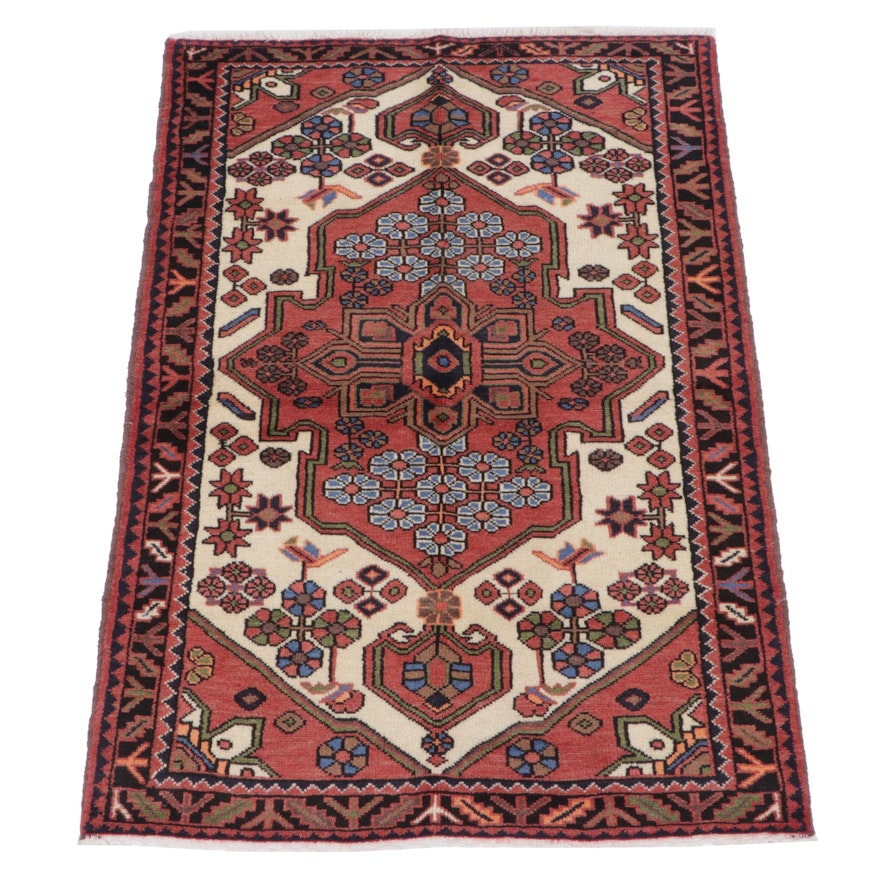 3'3 x 4'10 Hand-Knotted Persian Hamadan Accent Rug