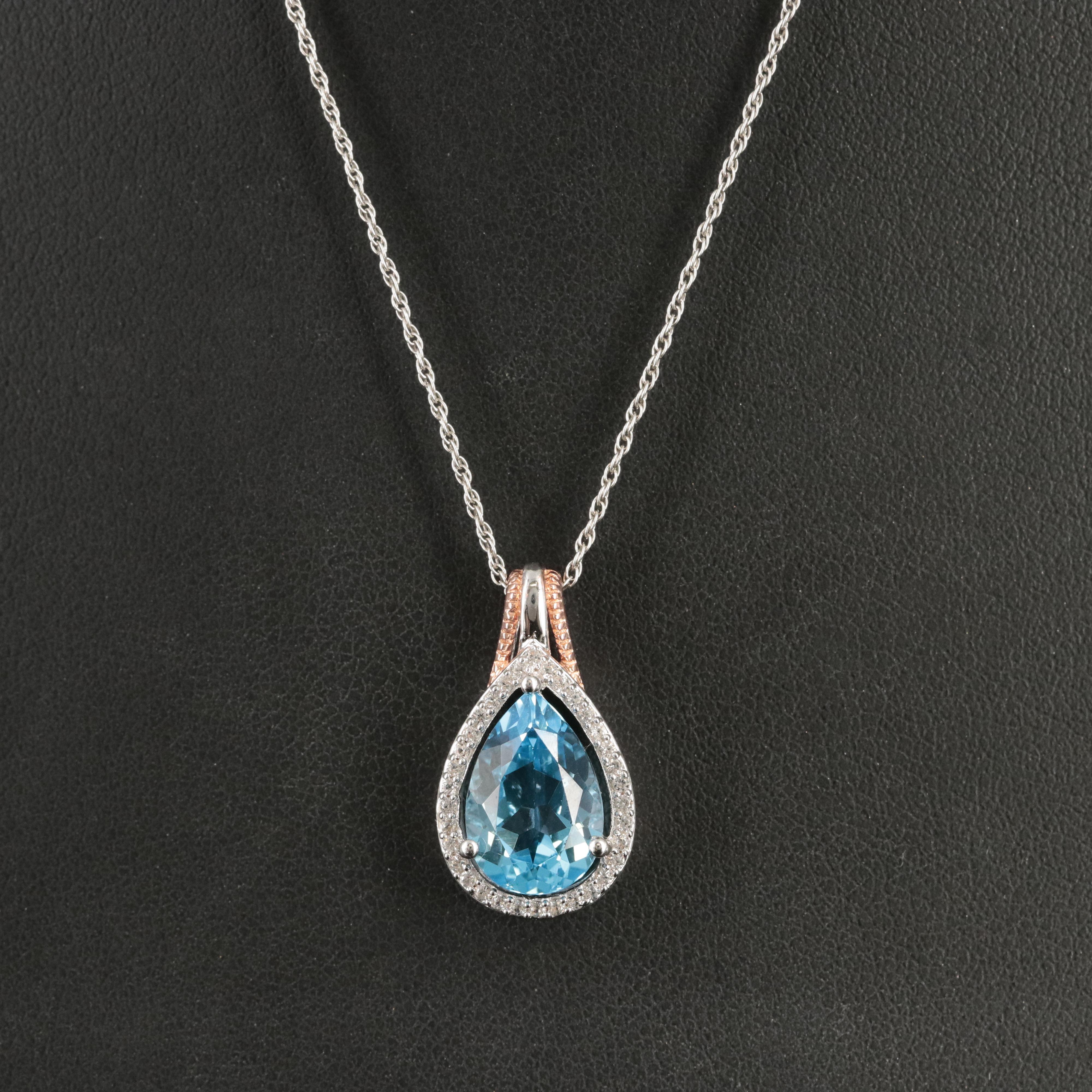 Sterling Topaz and Sapphire Pendant Necklace