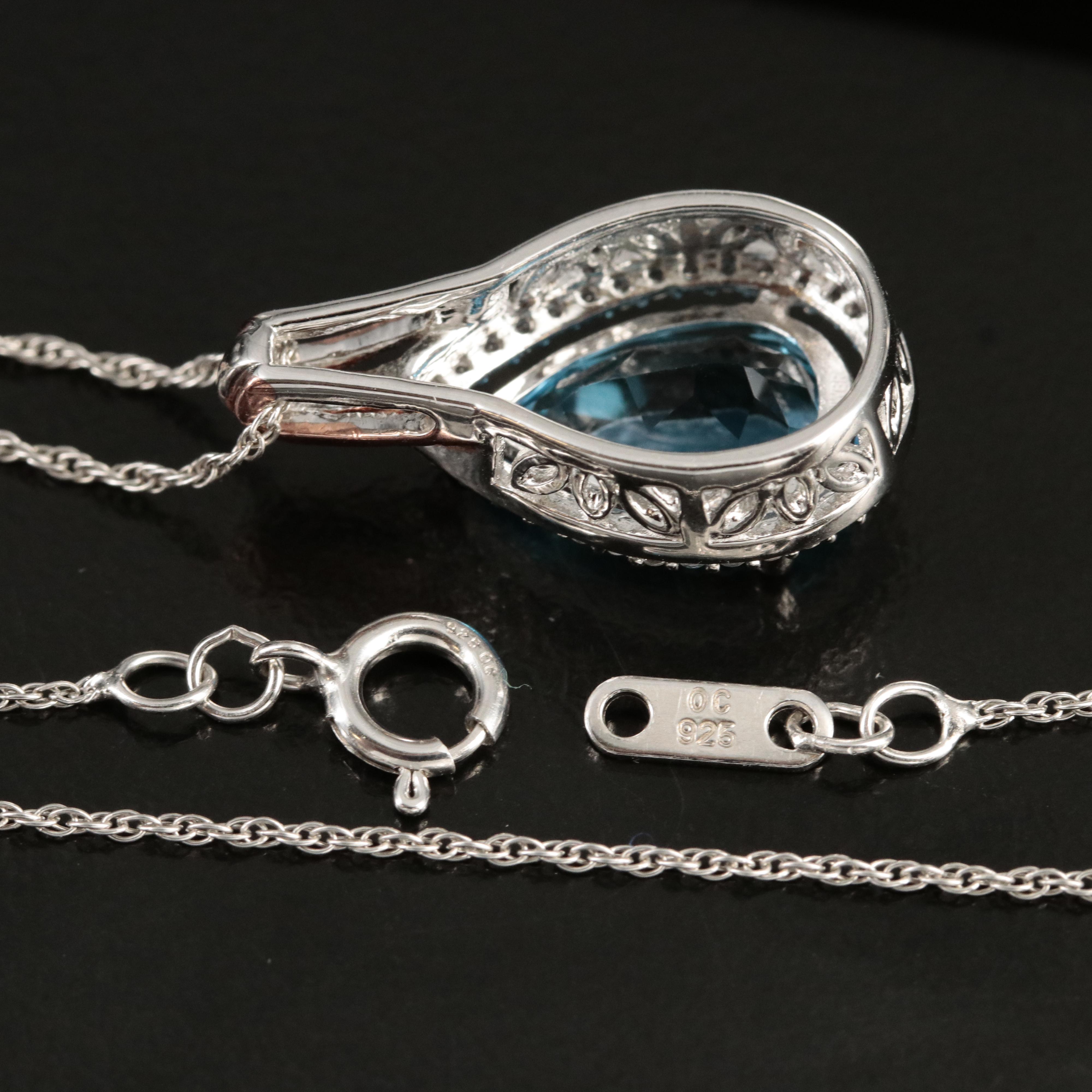 Sterling Topaz and Sapphire Pendant Necklace