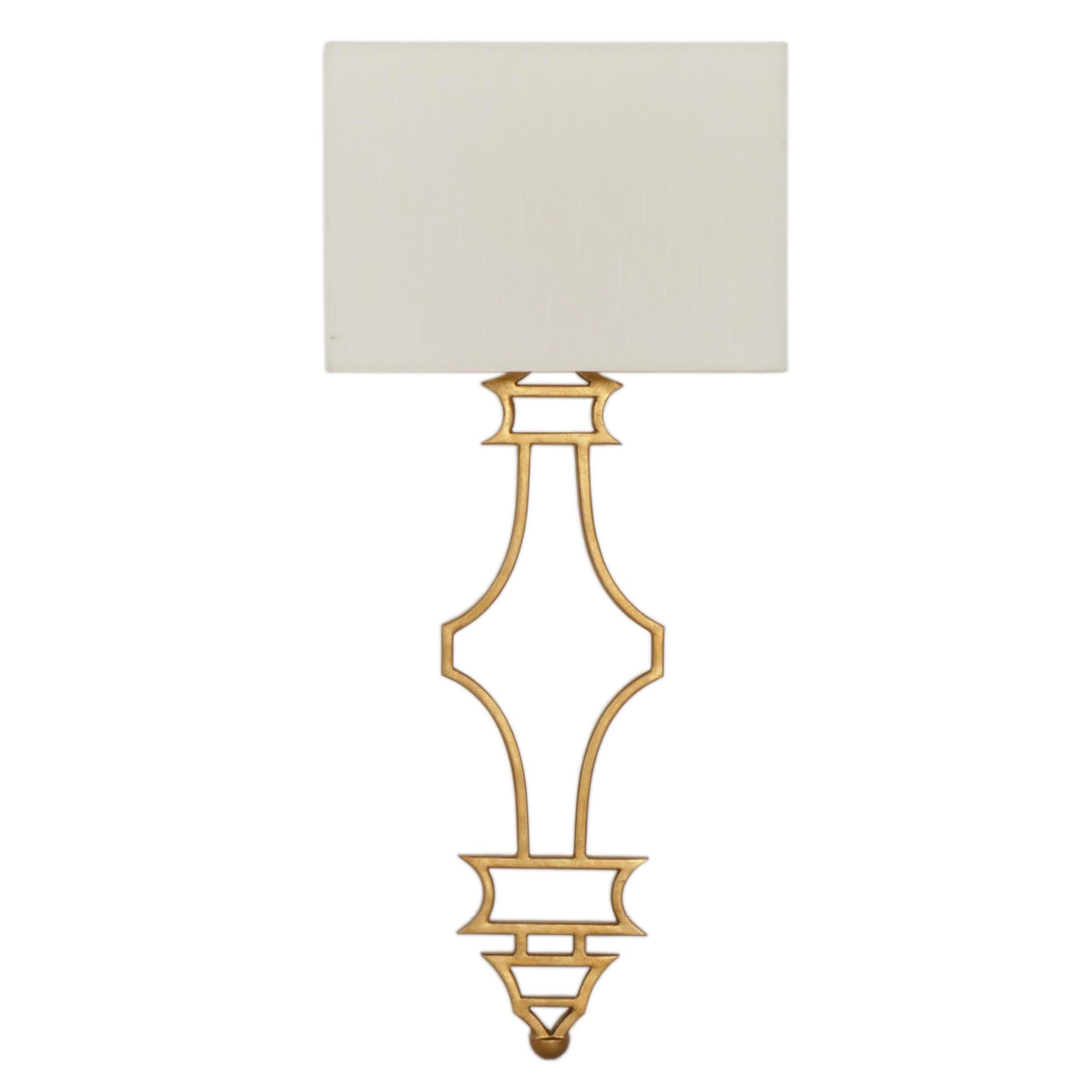 Currey & Company "Eternity" Gilt Metal Wall Sconce with Square Shade