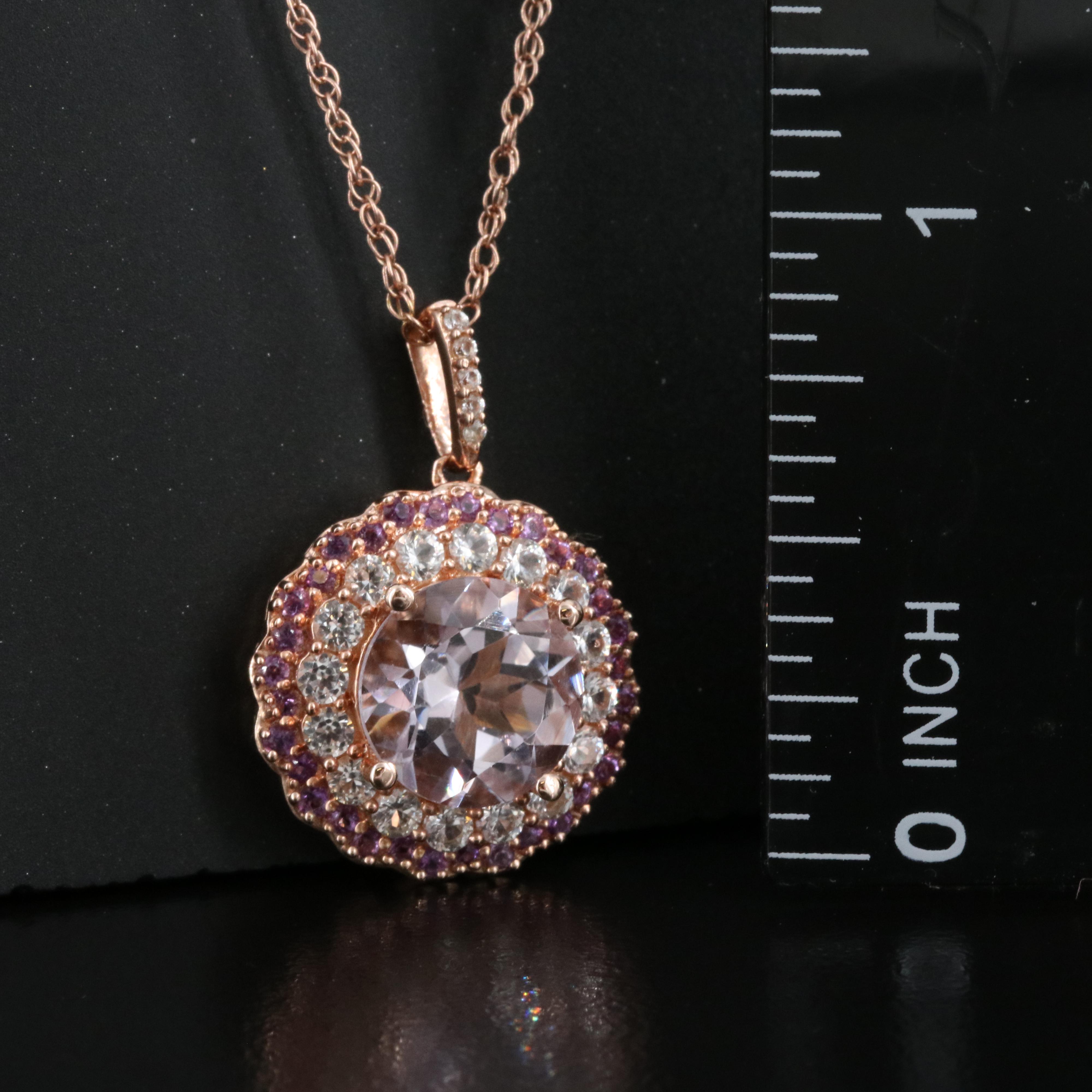 Sterling Amethyst and Sapphire Pendant Necklace