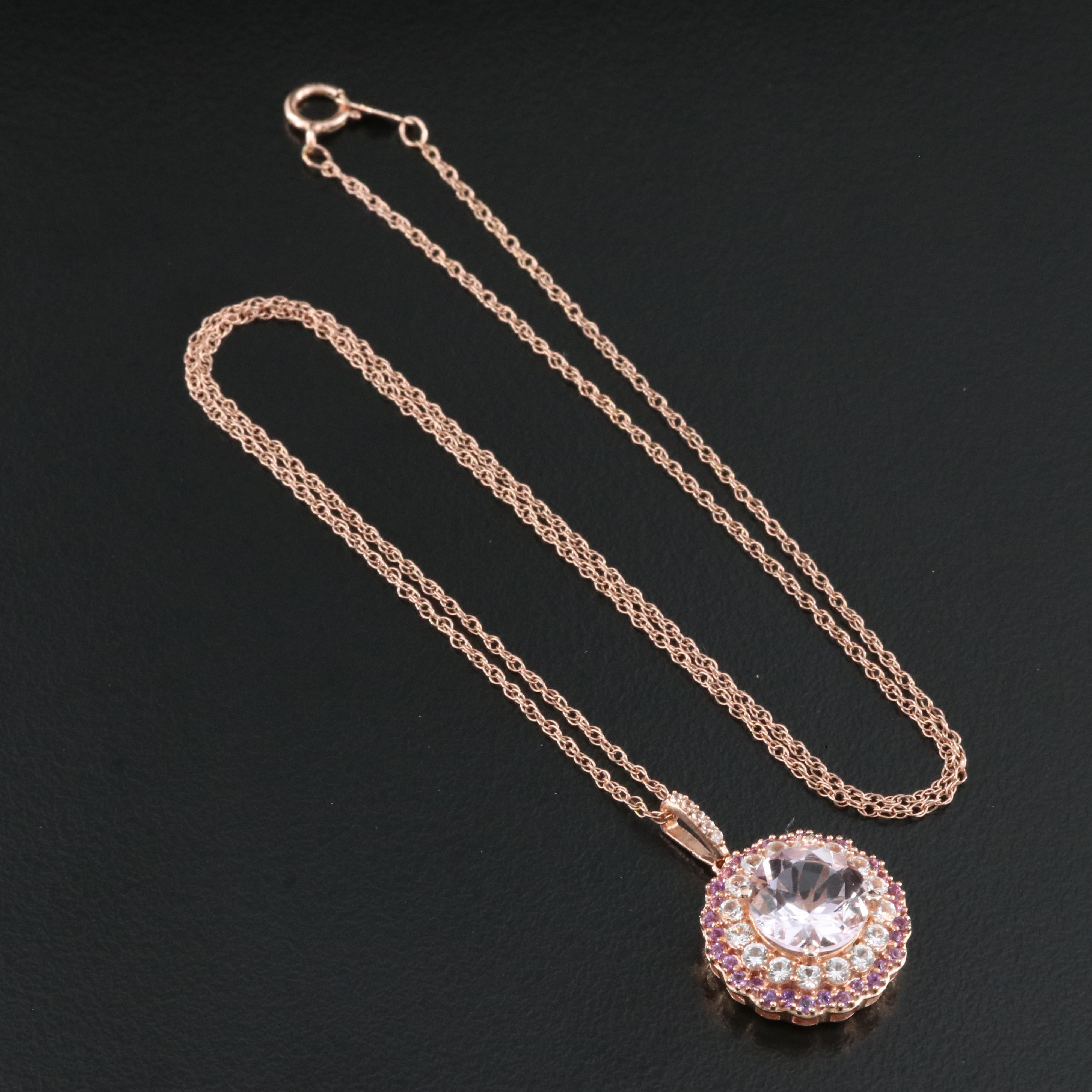 Sterling Amethyst and Sapphire Pendant Necklace