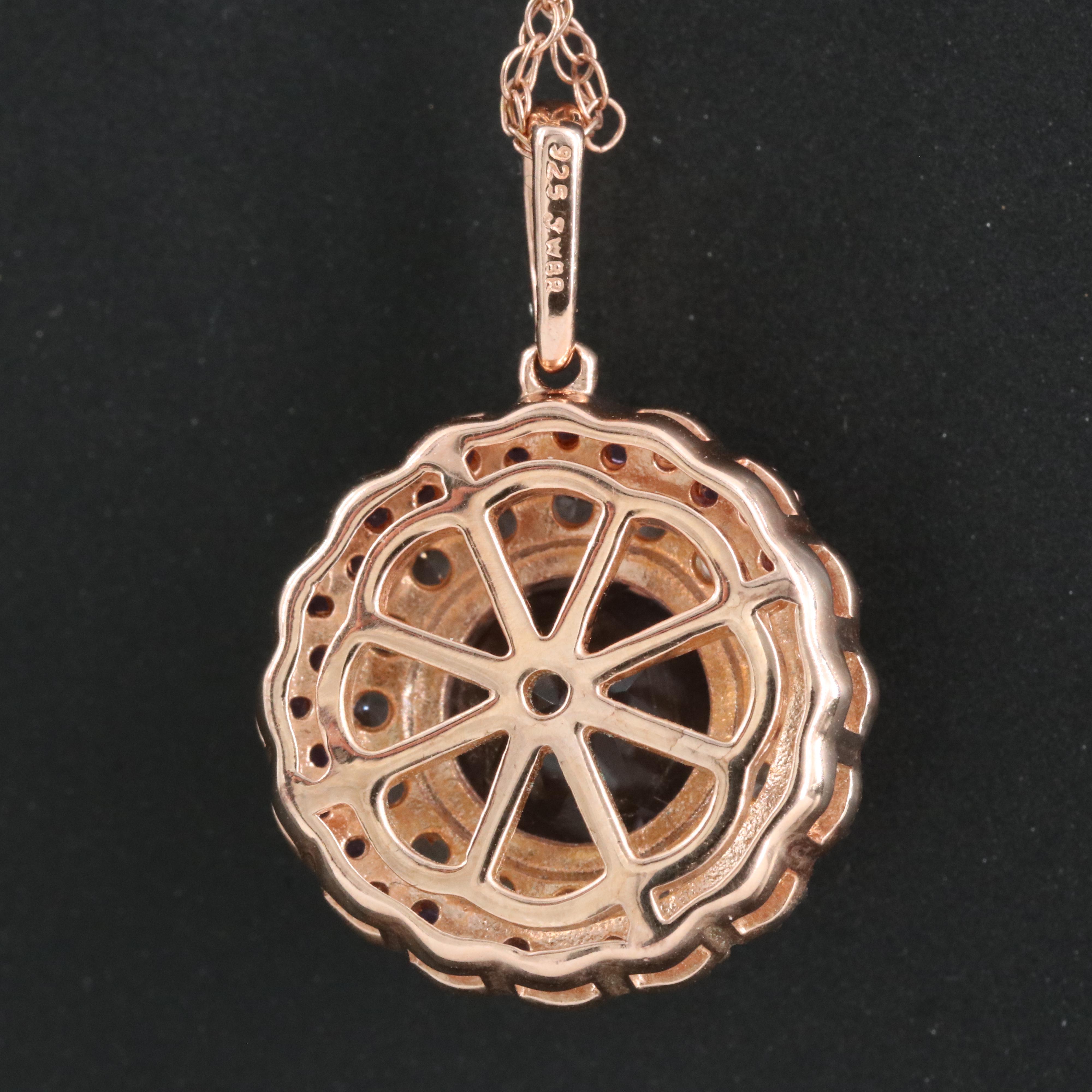 Sterling Amethyst and Sapphire Pendant Necklace