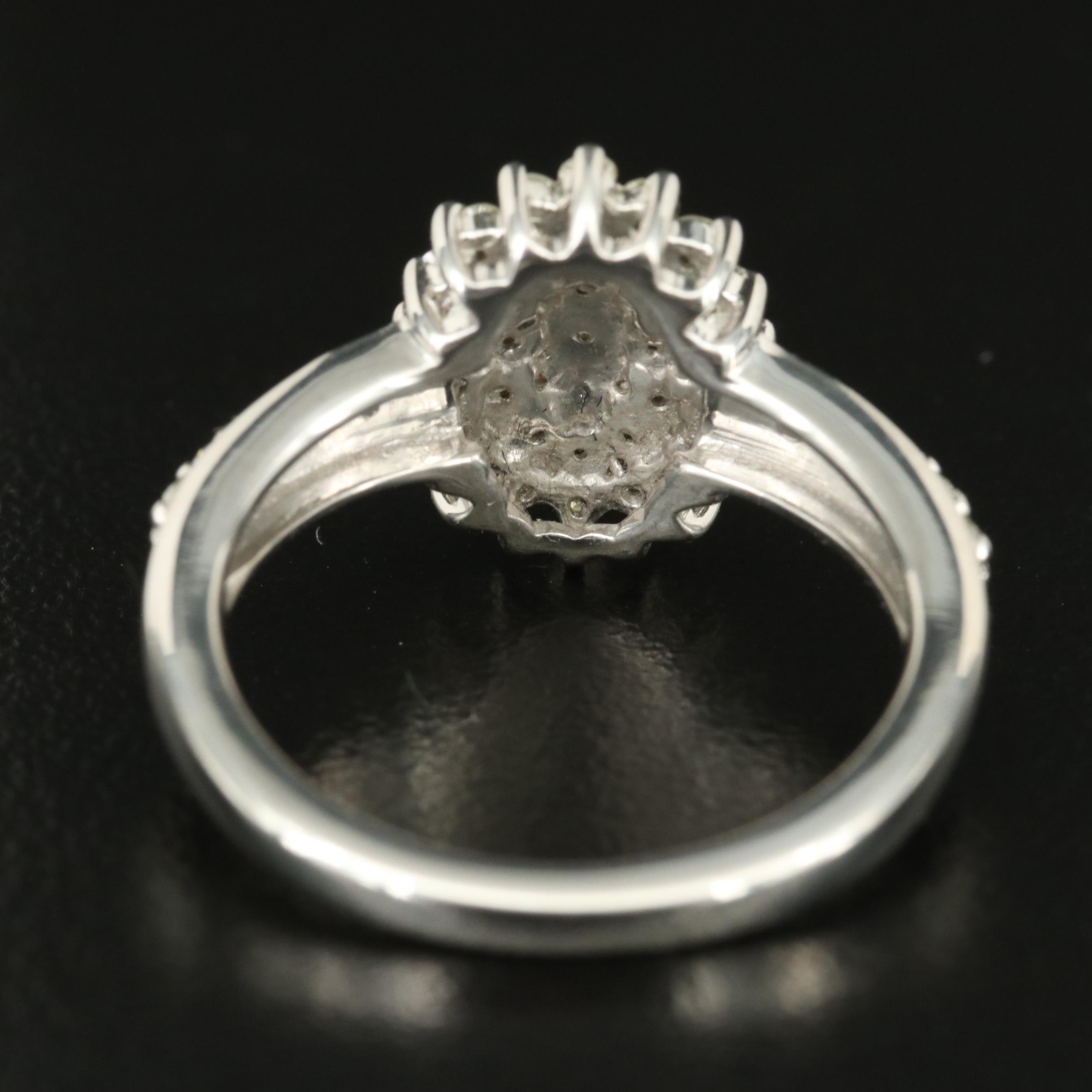 Sterling Diamond Cluster Ring