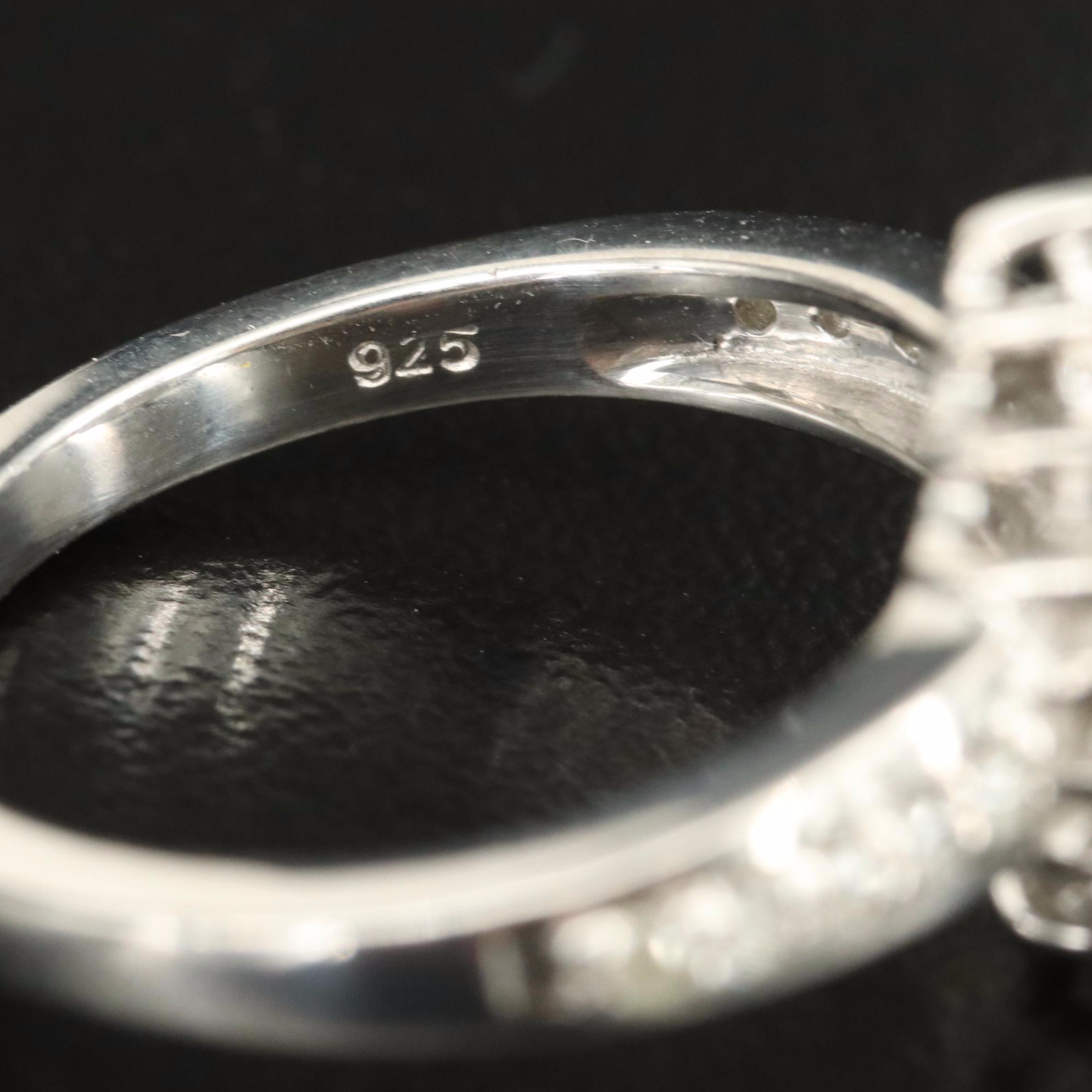 Sterling Diamond Cluster Ring