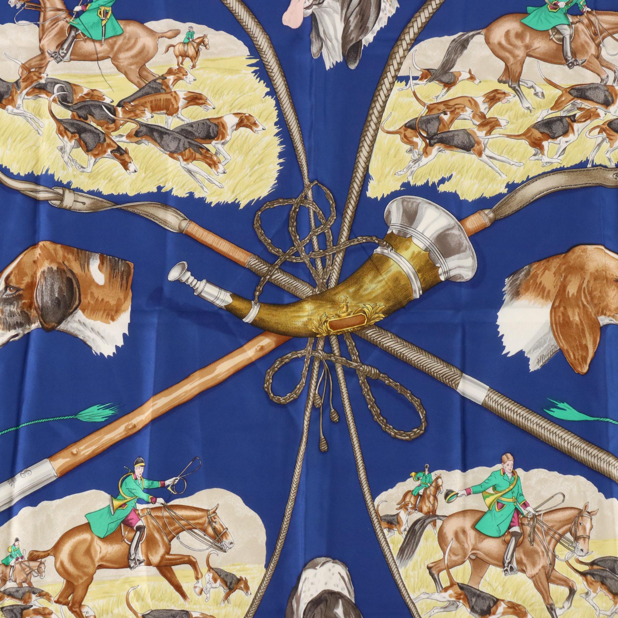 Hermès "Le Laisser Courre"  Scarf 90 in Silk Twill