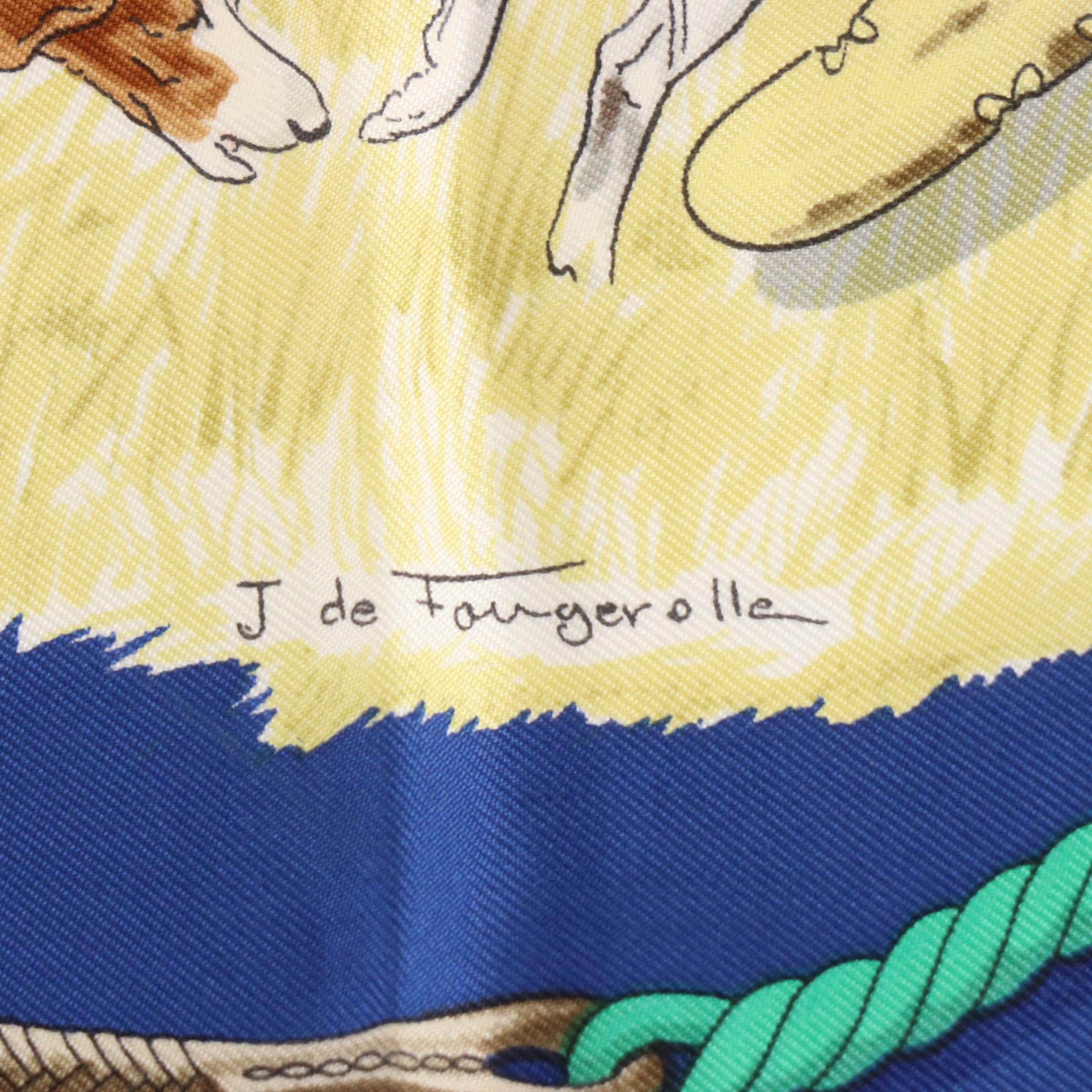 Hermès "Le Laisser Courre"  Scarf 90 in Silk Twill