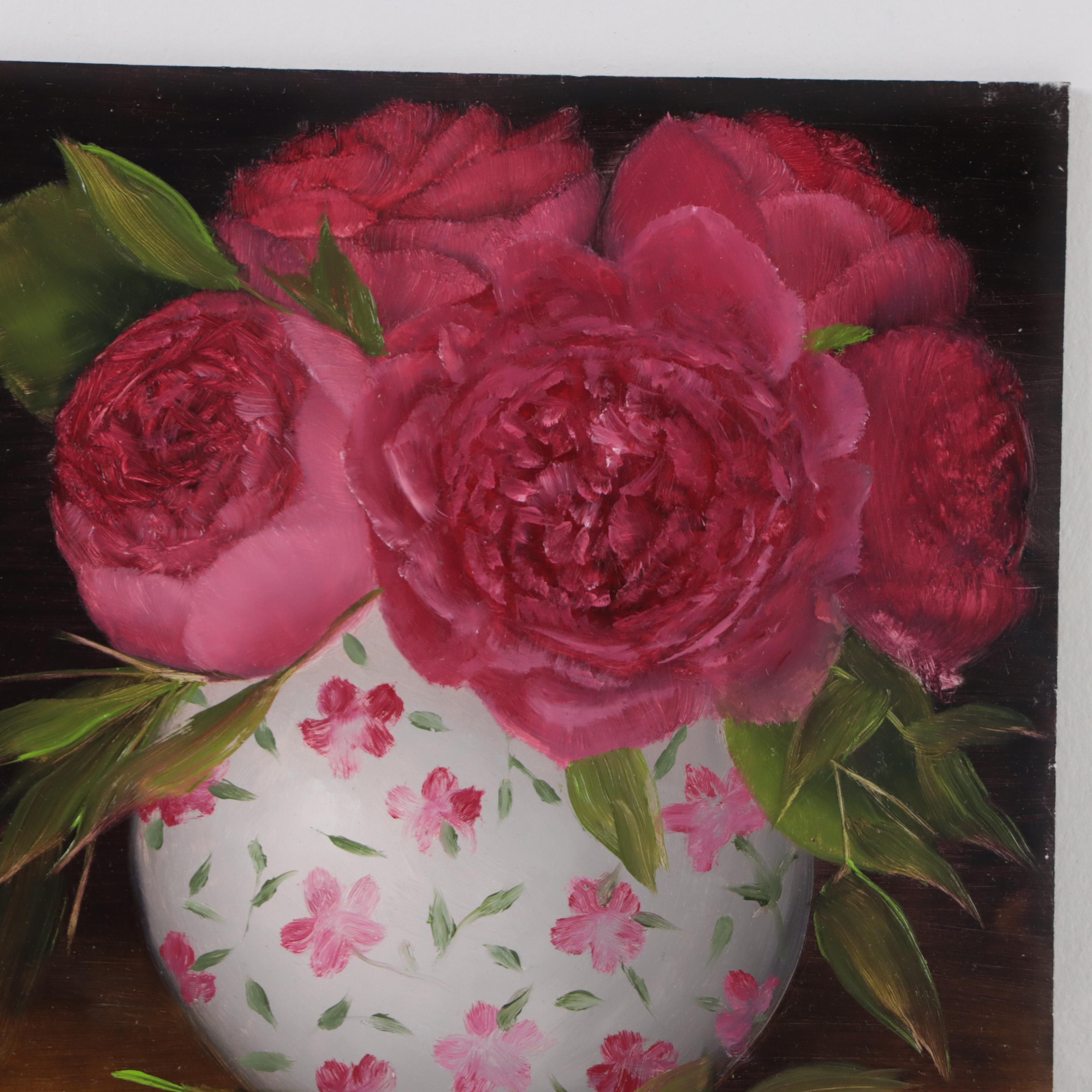 Thu-Thuy Tran Oil Painting "Roses and Spring," 2023