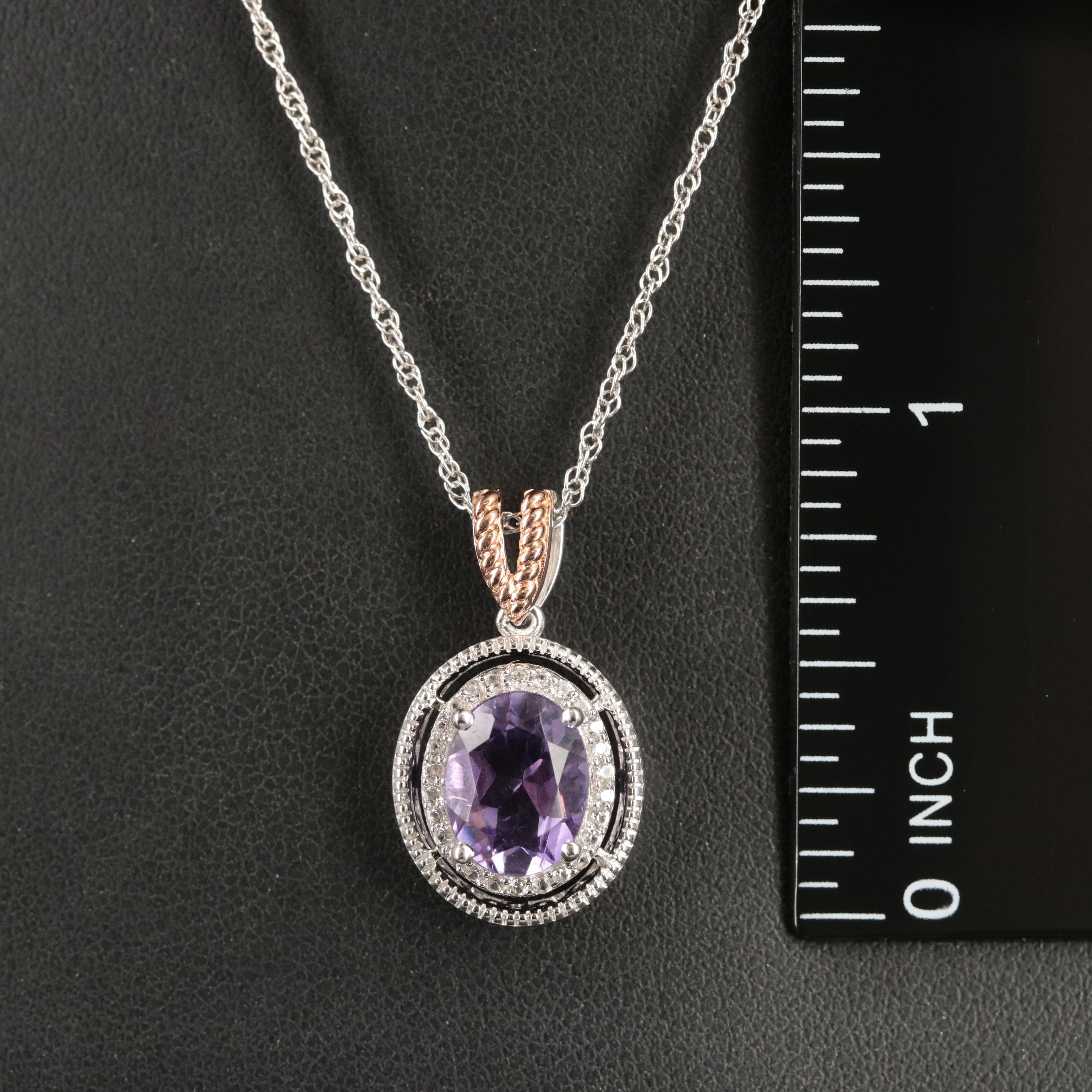 Sterling Amethyst and Sapphire Pendant Necklace