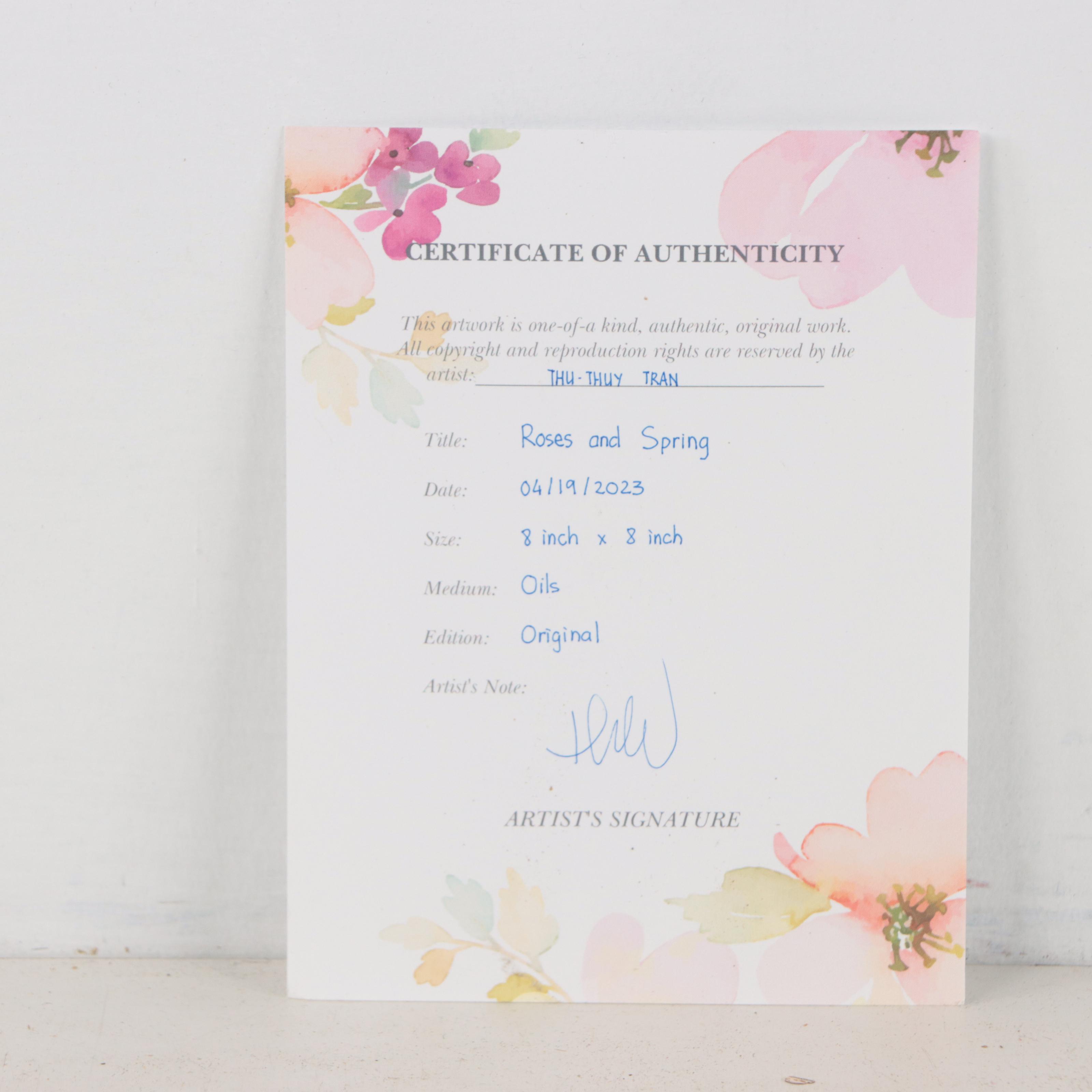 Thu-Thuy Tran Oil Painting "Roses and Spring," 2023