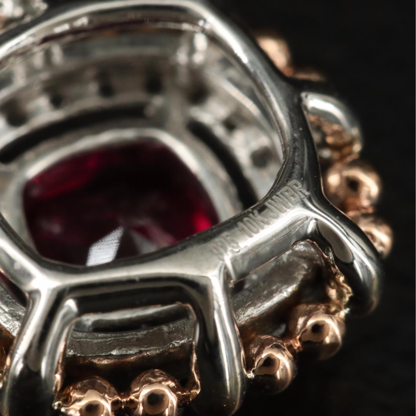 Sterling Ruby and White Sapphire Pendant Necklace with 10K Rose Gold Accent