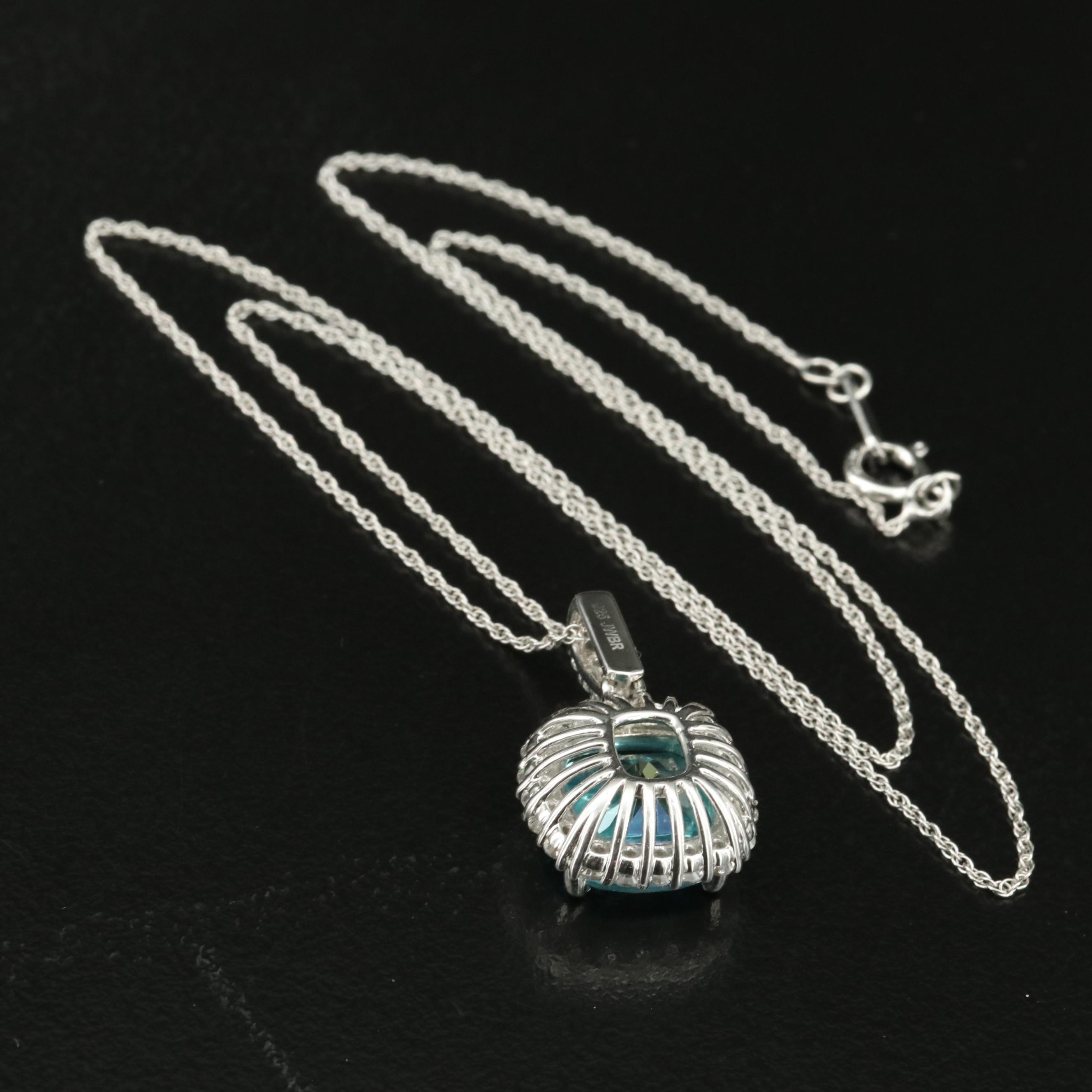 Sterling Topaz and White Sapphire Pendant Necklace