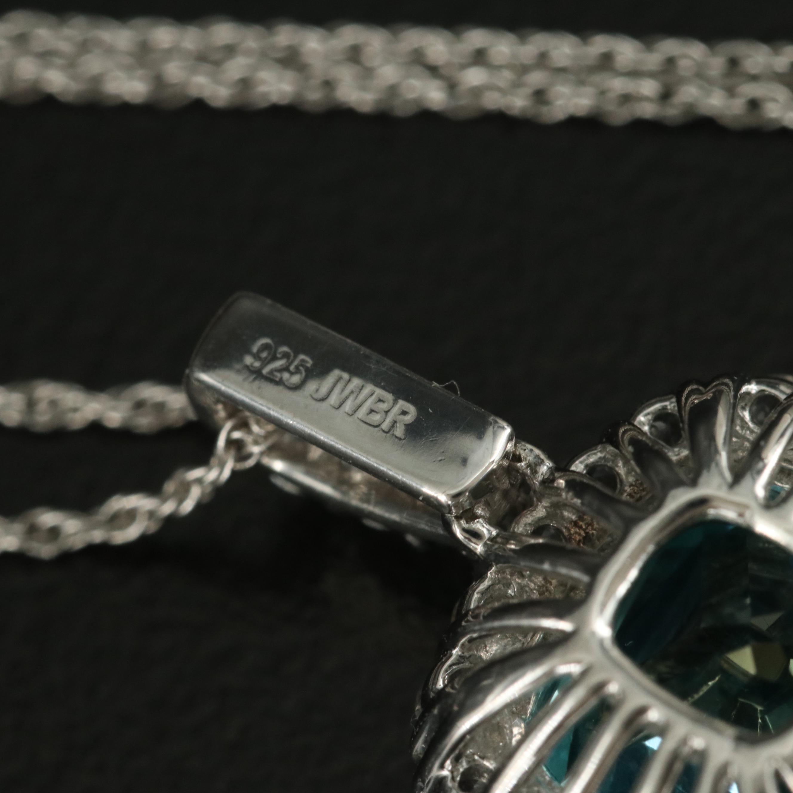 Sterling Topaz and White Sapphire Pendant Necklace