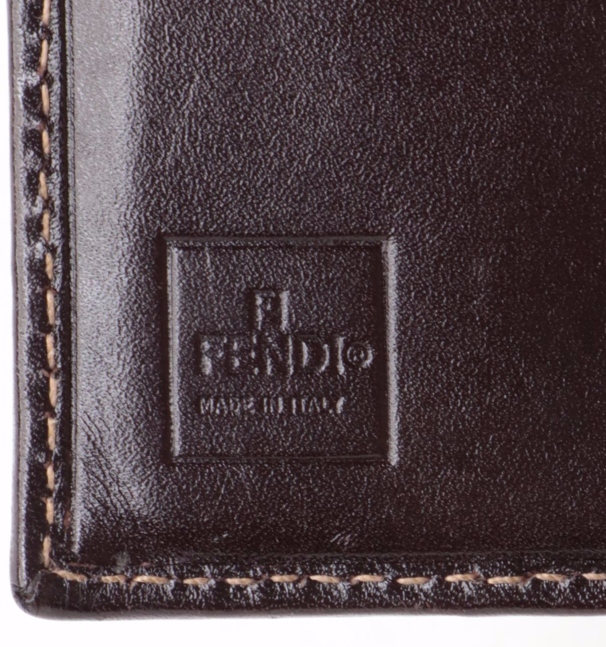 Fendi Flap-Front Compact Wallet in Tobacco Zucca Canvas and Leather