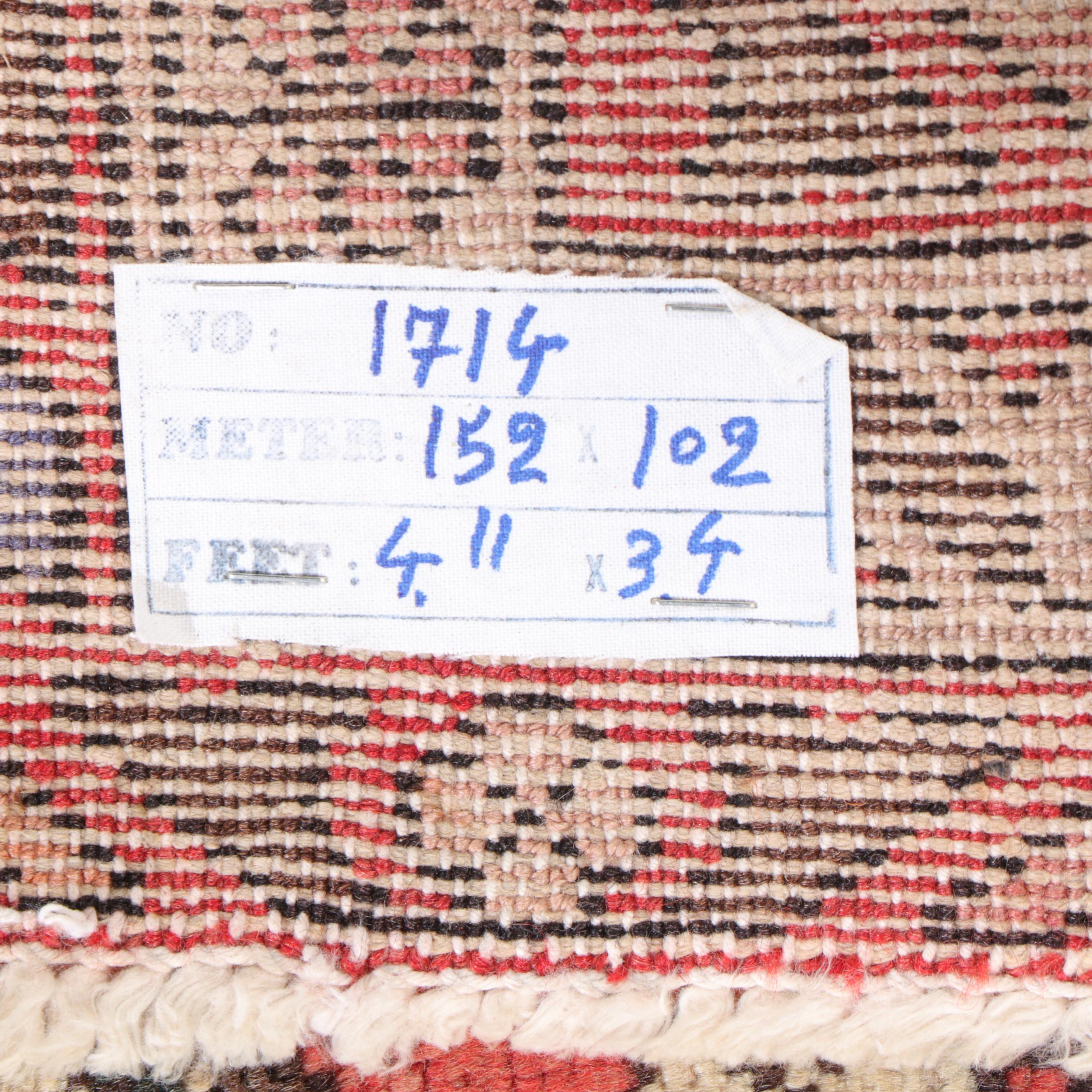3'5 x 4'11 Hand-Knotted Persian Hamadan Accent Rug
