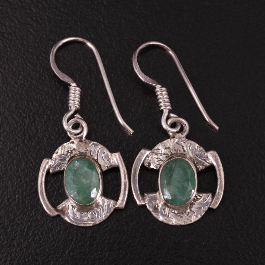 Sterling Emerald Drop Earrings