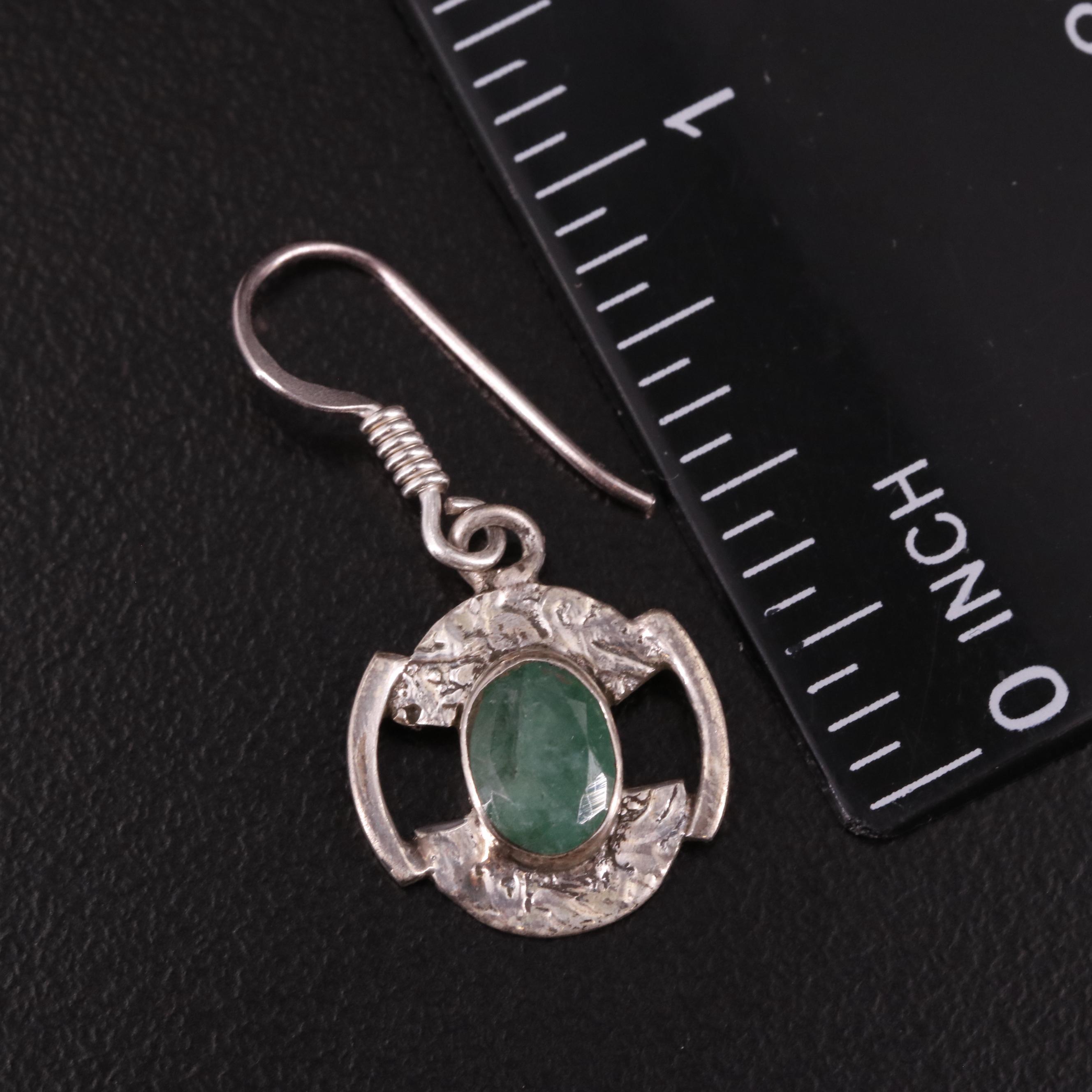 Sterling Emerald Drop Earrings