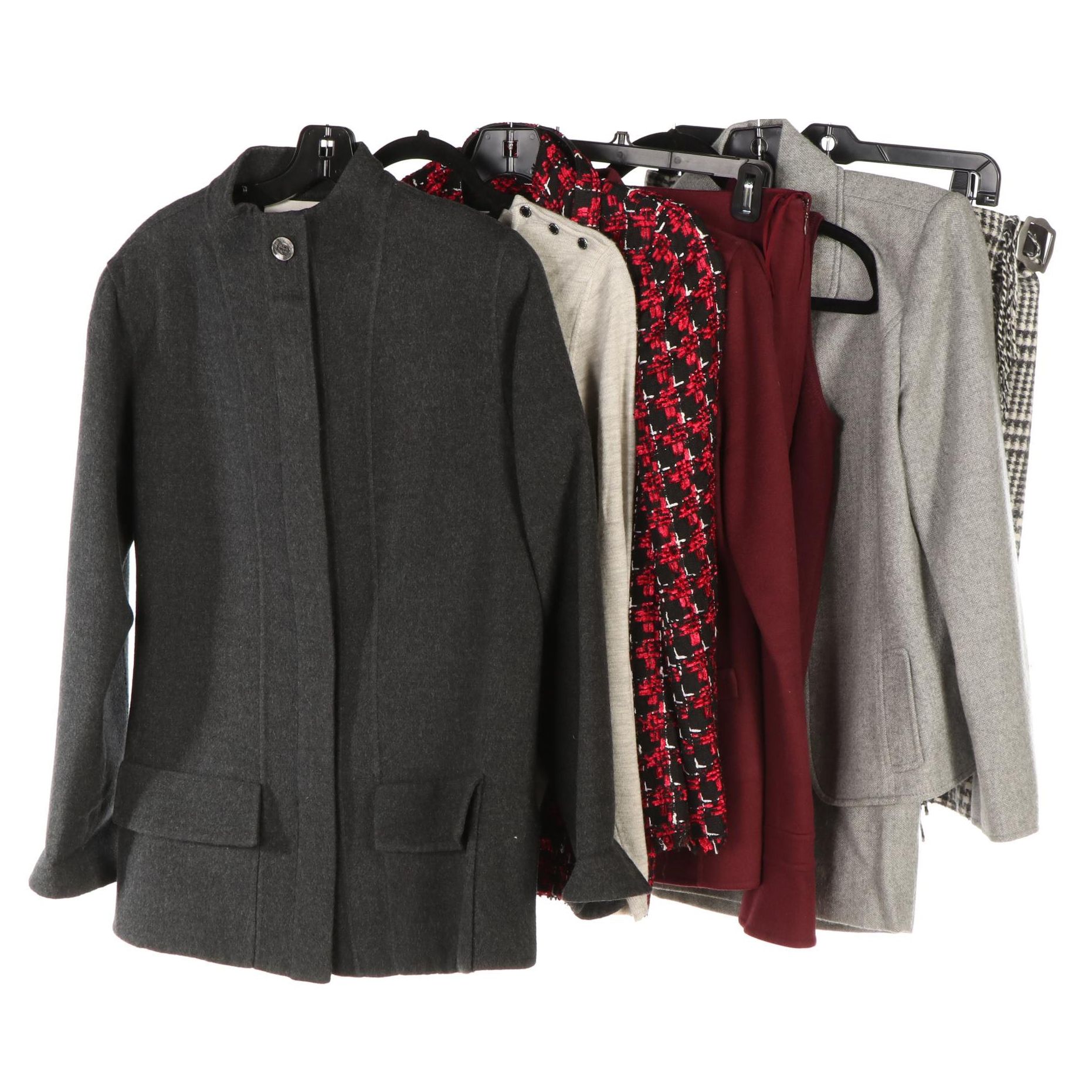 Oscar de la Renta Skirt Suits and Separates with Rena Lange Fringe Wrap Skirt