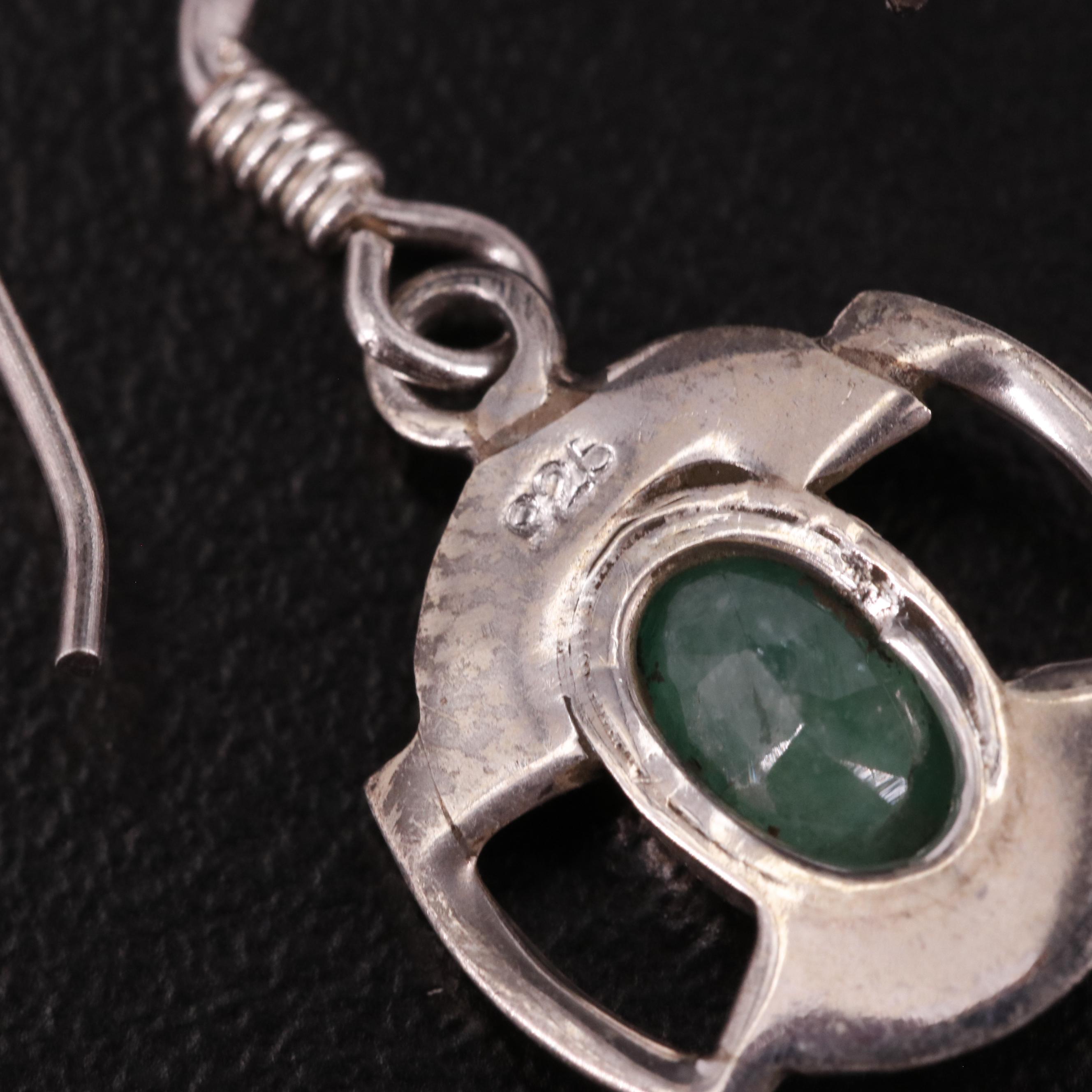 Sterling Emerald Drop Earrings