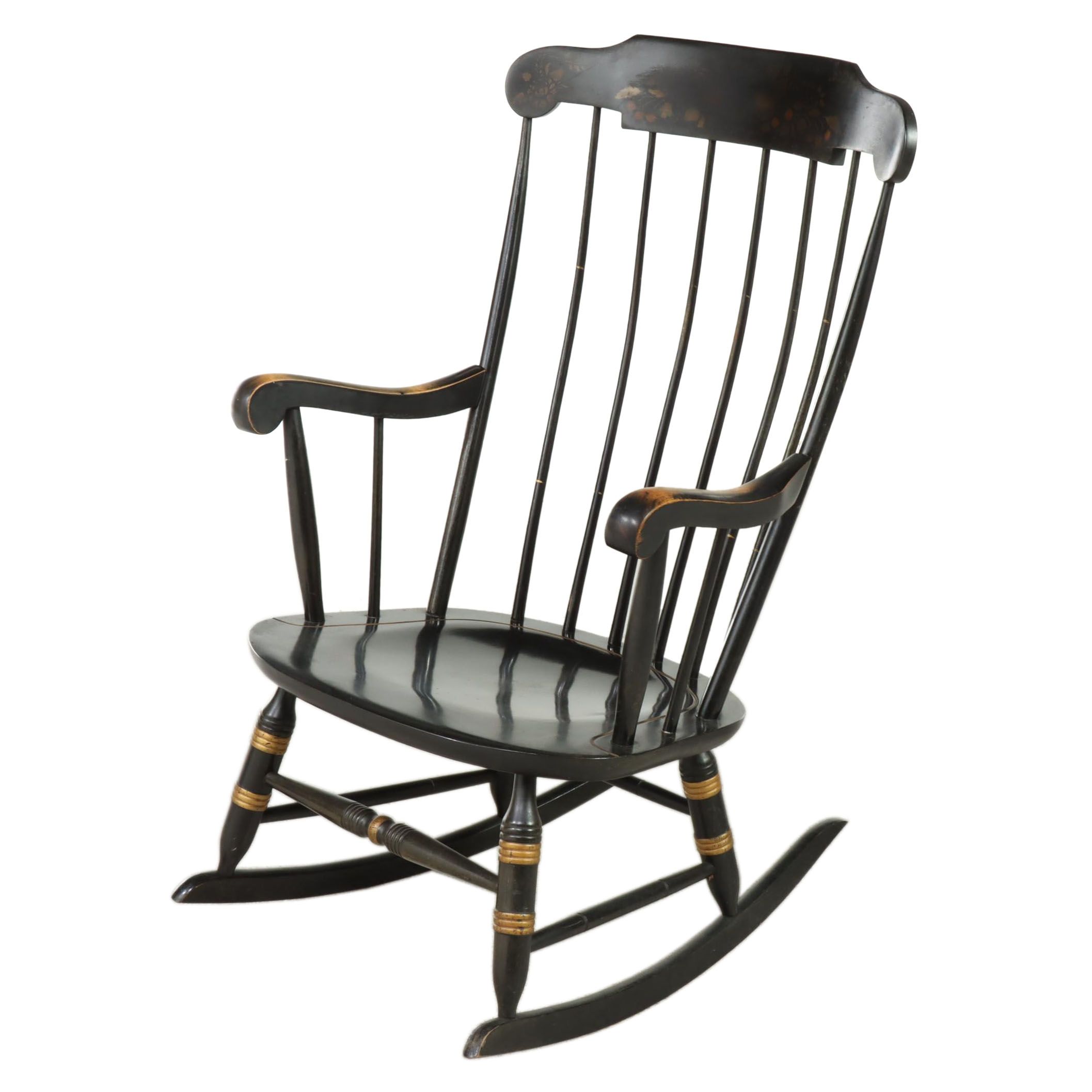 Nichols & Stone Co. Ebonized and Gilt-Stenciled "Fancy" Rocker