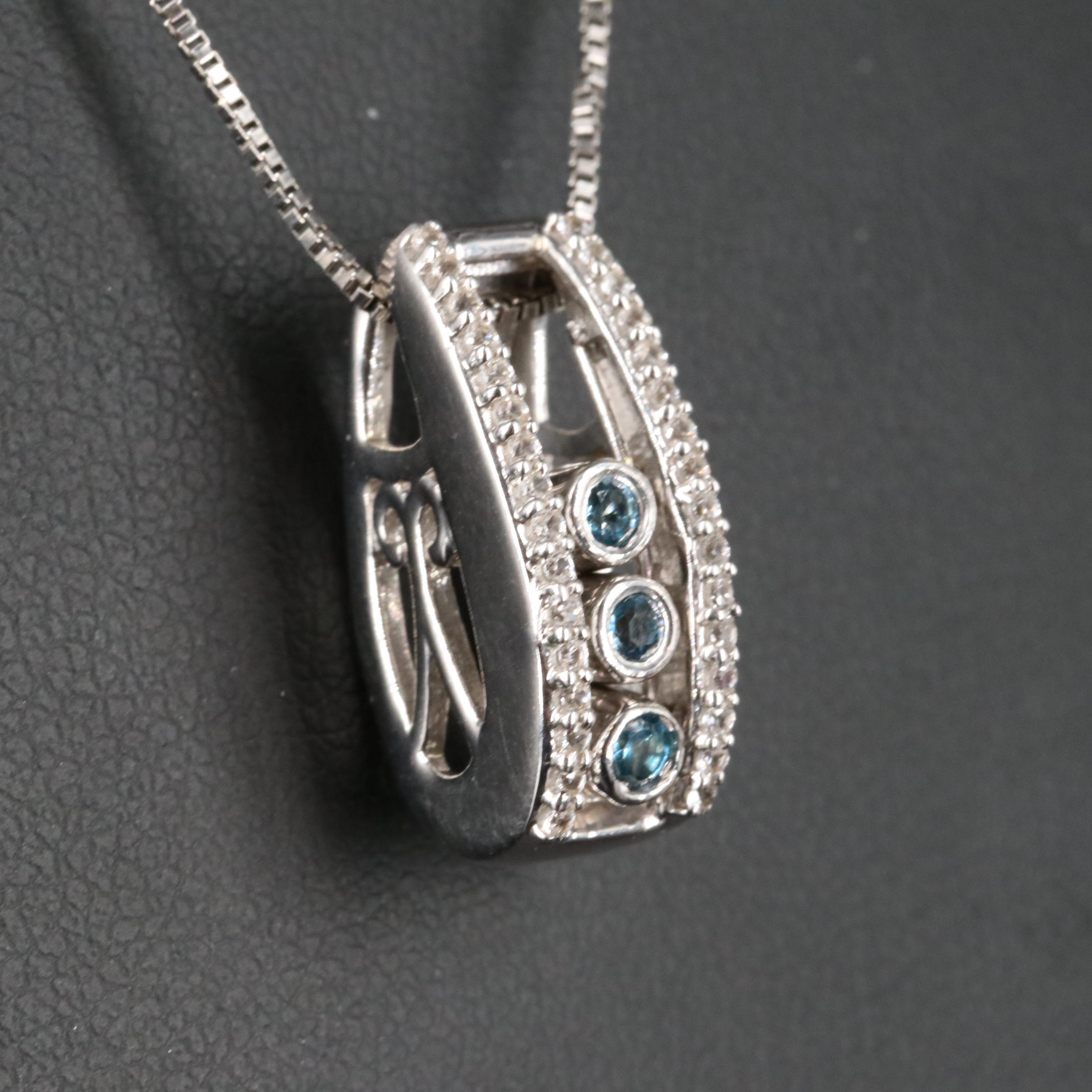 Sterling Topaz and Sapphire Pendant Necklace