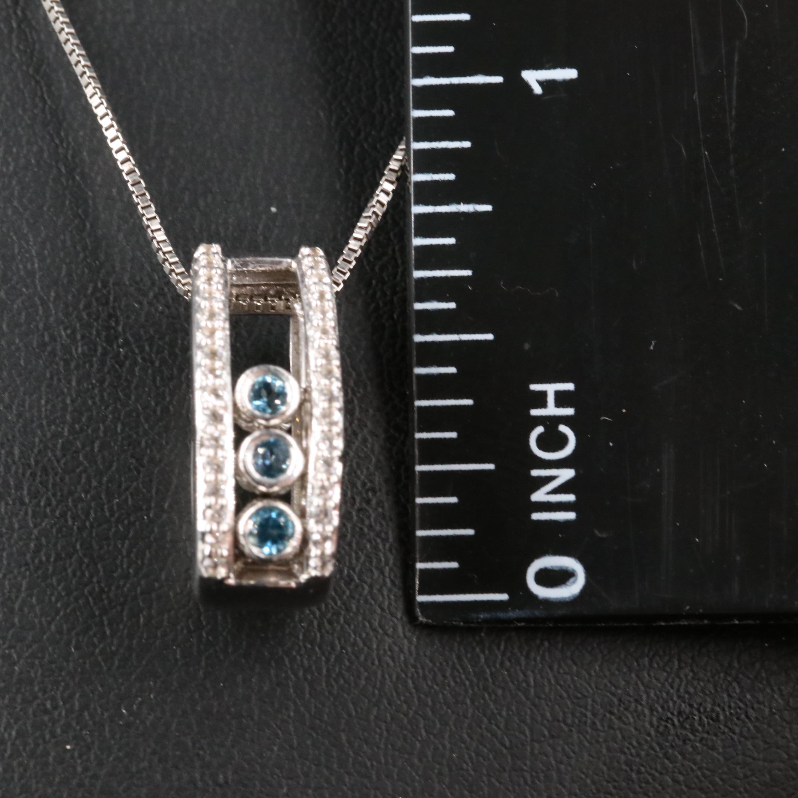 Sterling Topaz and Sapphire Pendant Necklace