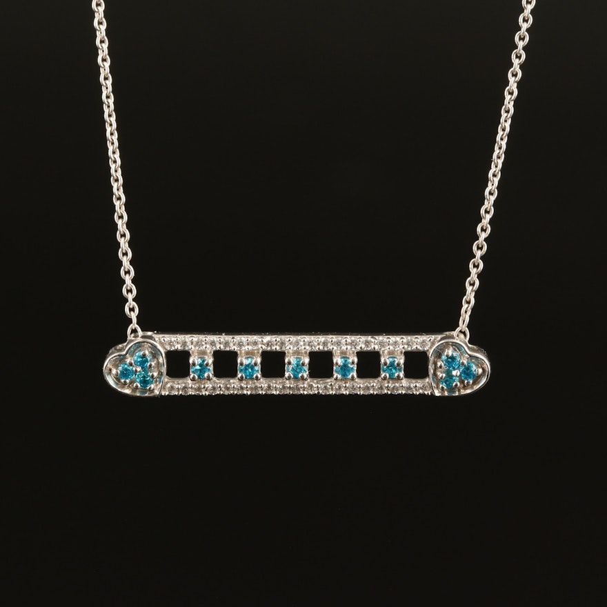 Sterling Cubic Zirconia Bar Necklace