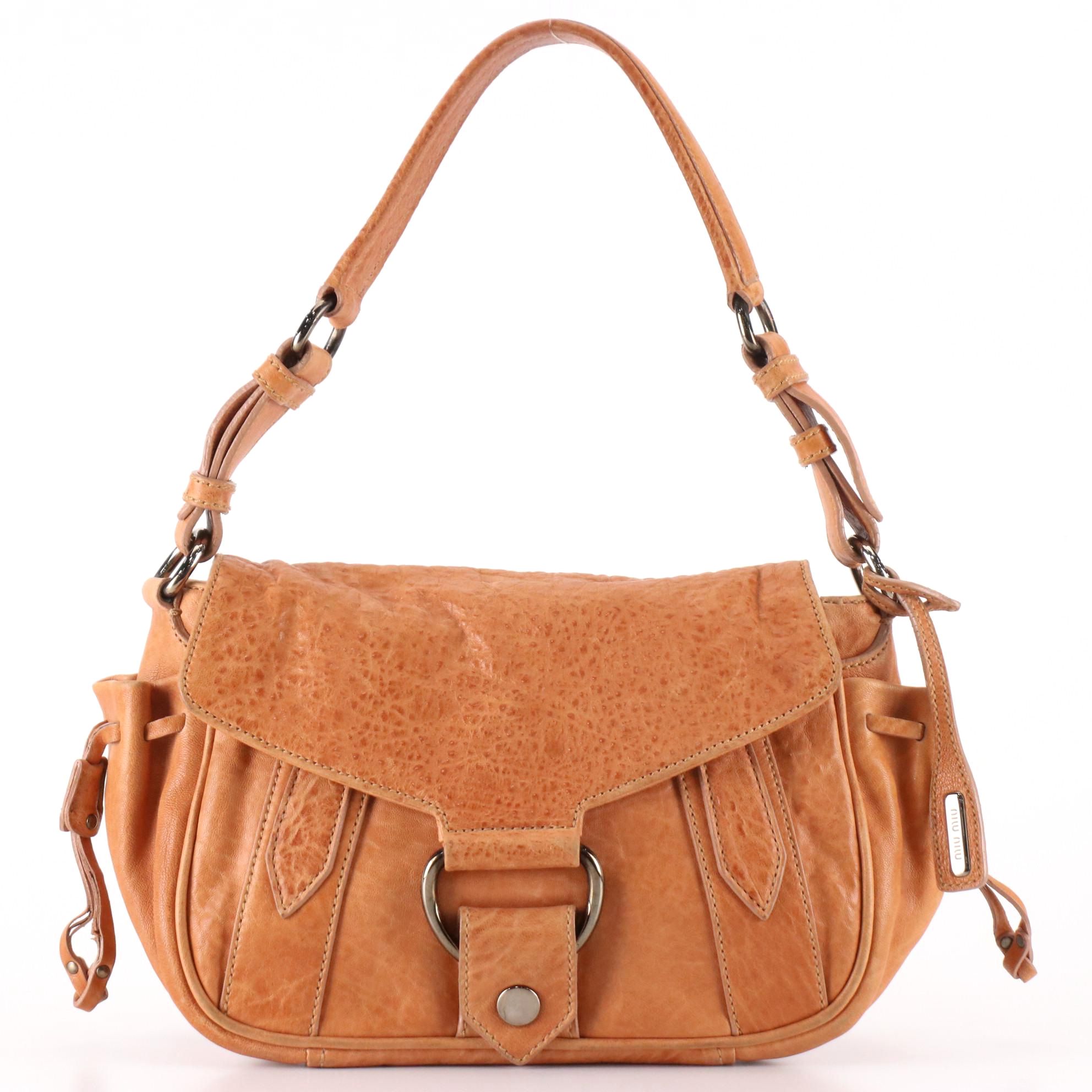 Miu Miu Leather Front Flap Shoulder Bag