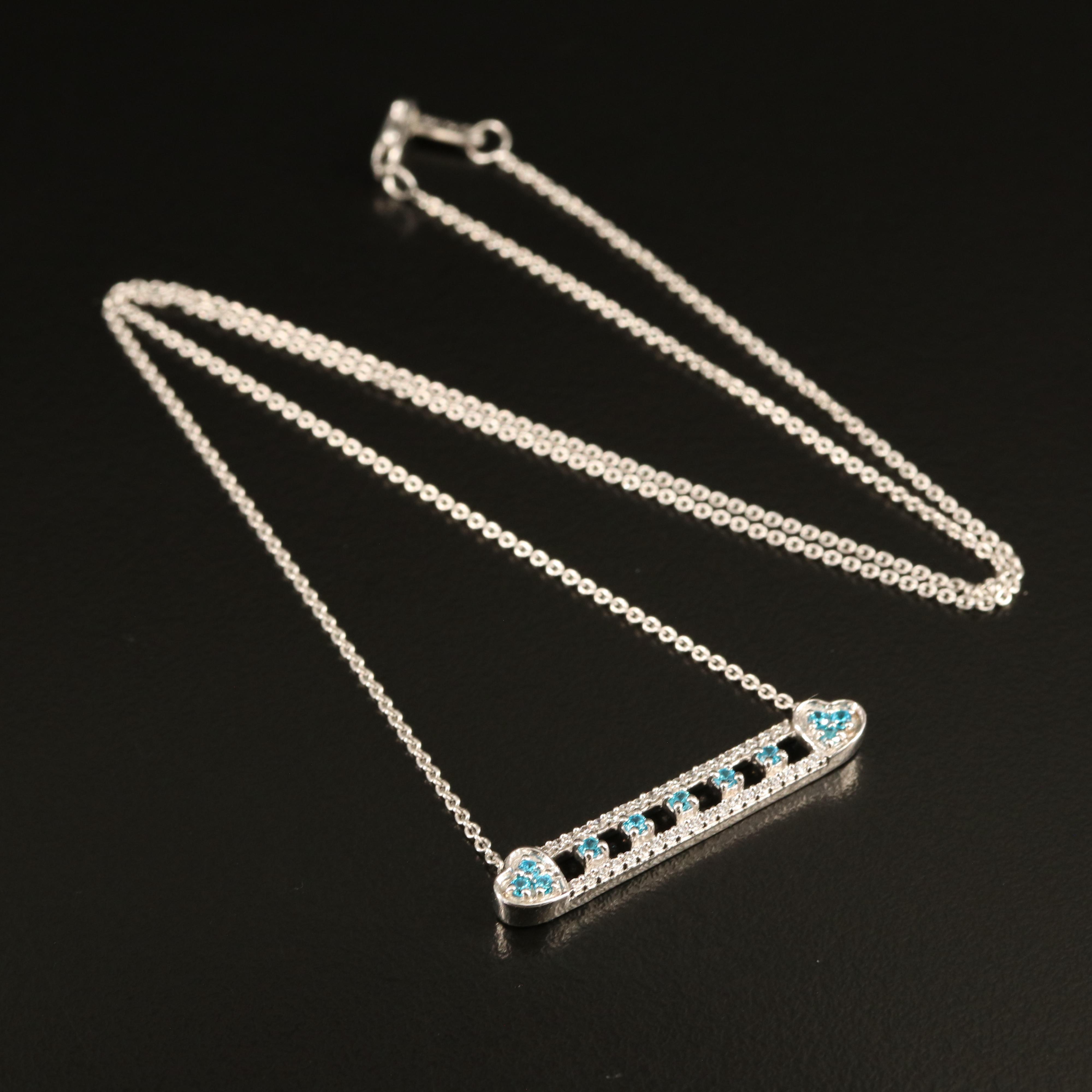 Sterling Cubic Zirconia Bar Necklace