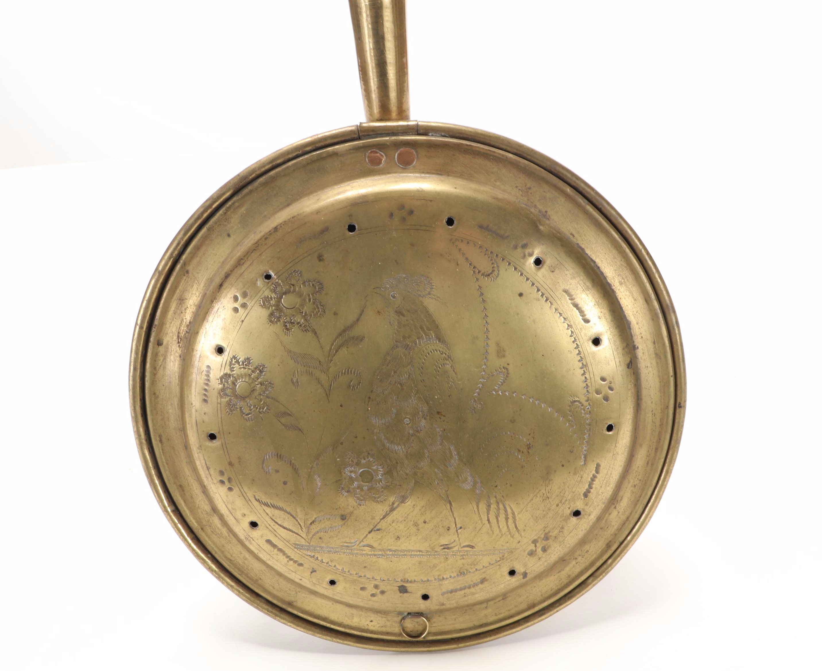 Chased Copper and Brass Bed Warming Pan