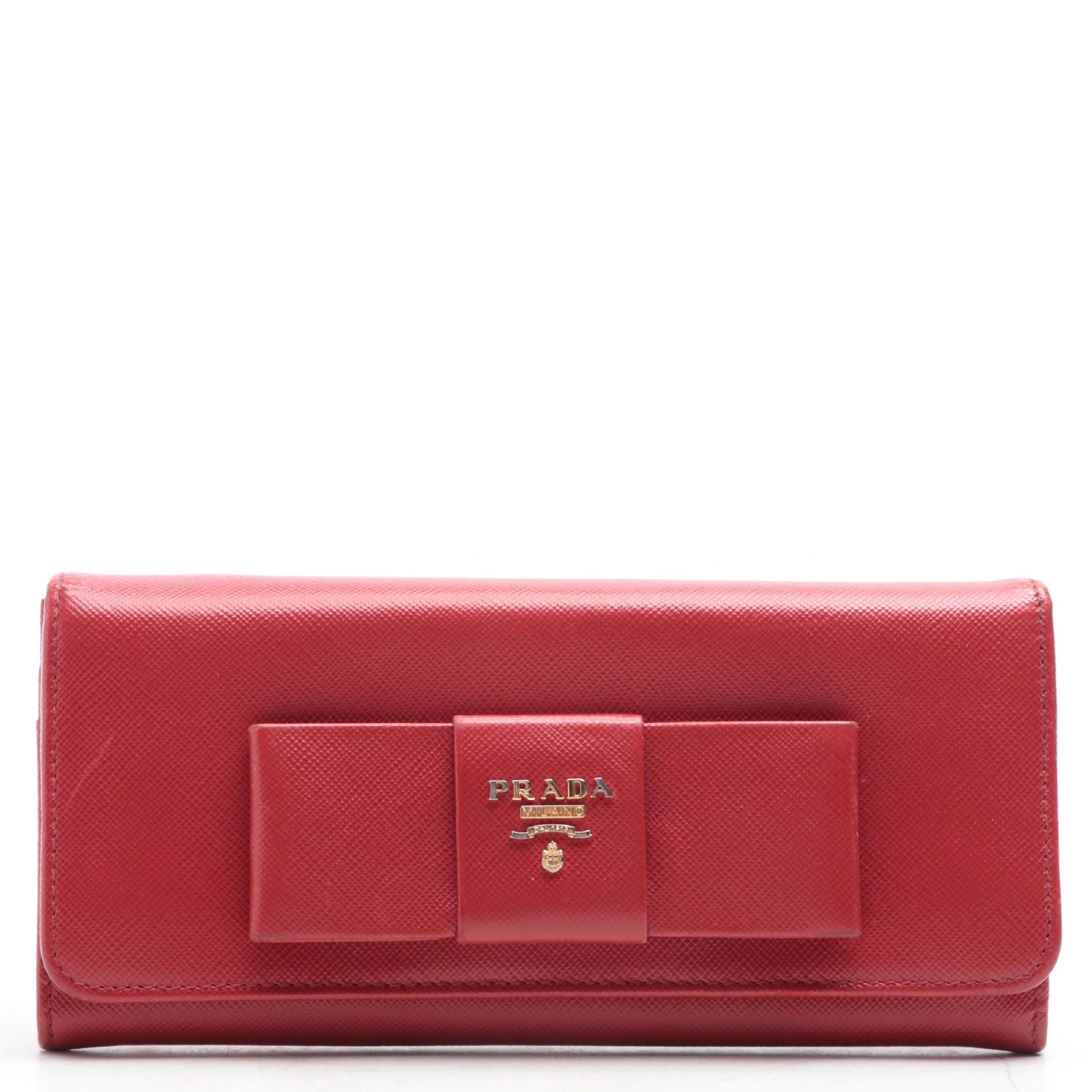 Prada Bow Wallet in Saffiano Leather