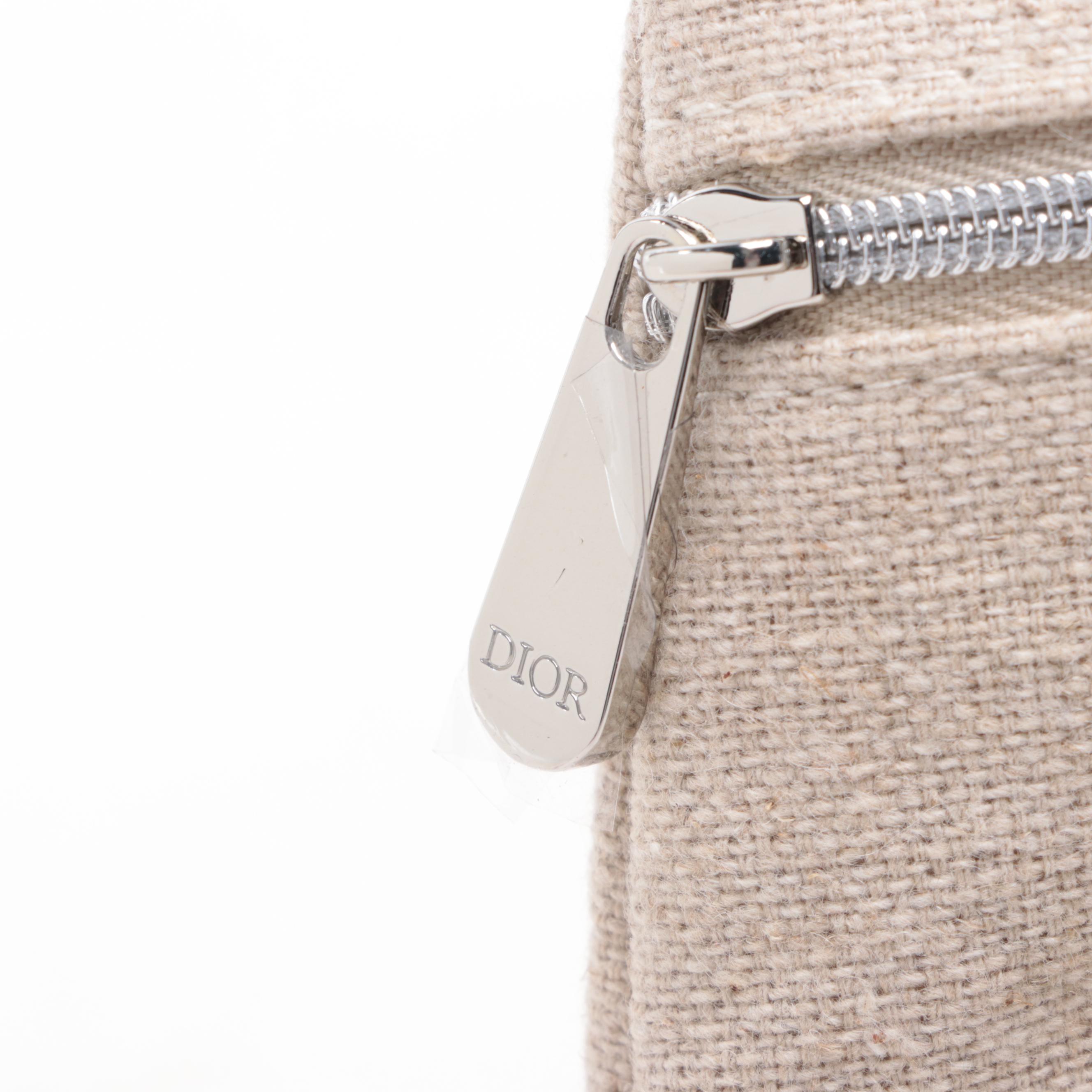 Dior Beauté Promotional  Zip Cosmetic Pouch in Cotton Linen Blend Canvas