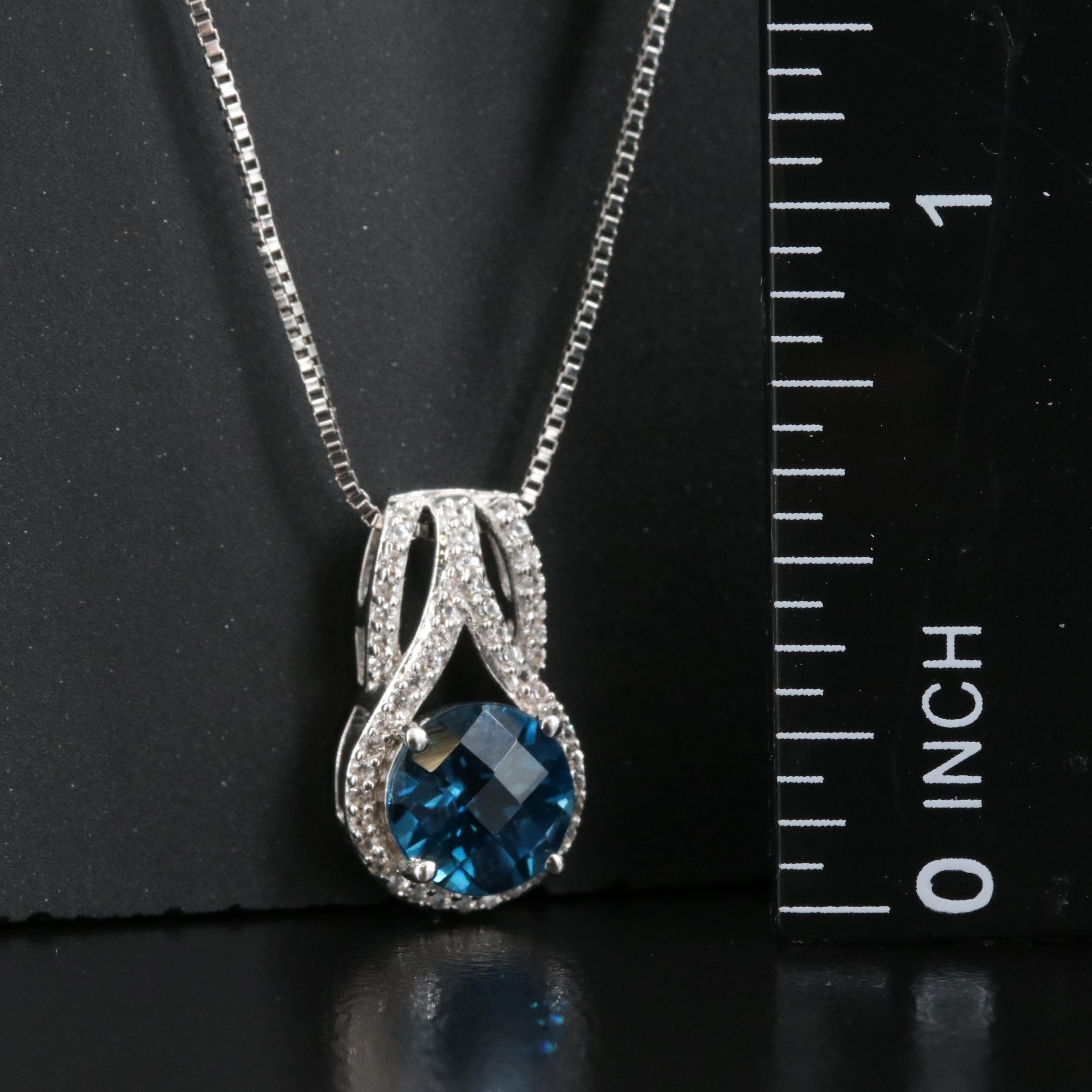 Sterling Topaz and Sapphire Pendant Necklace