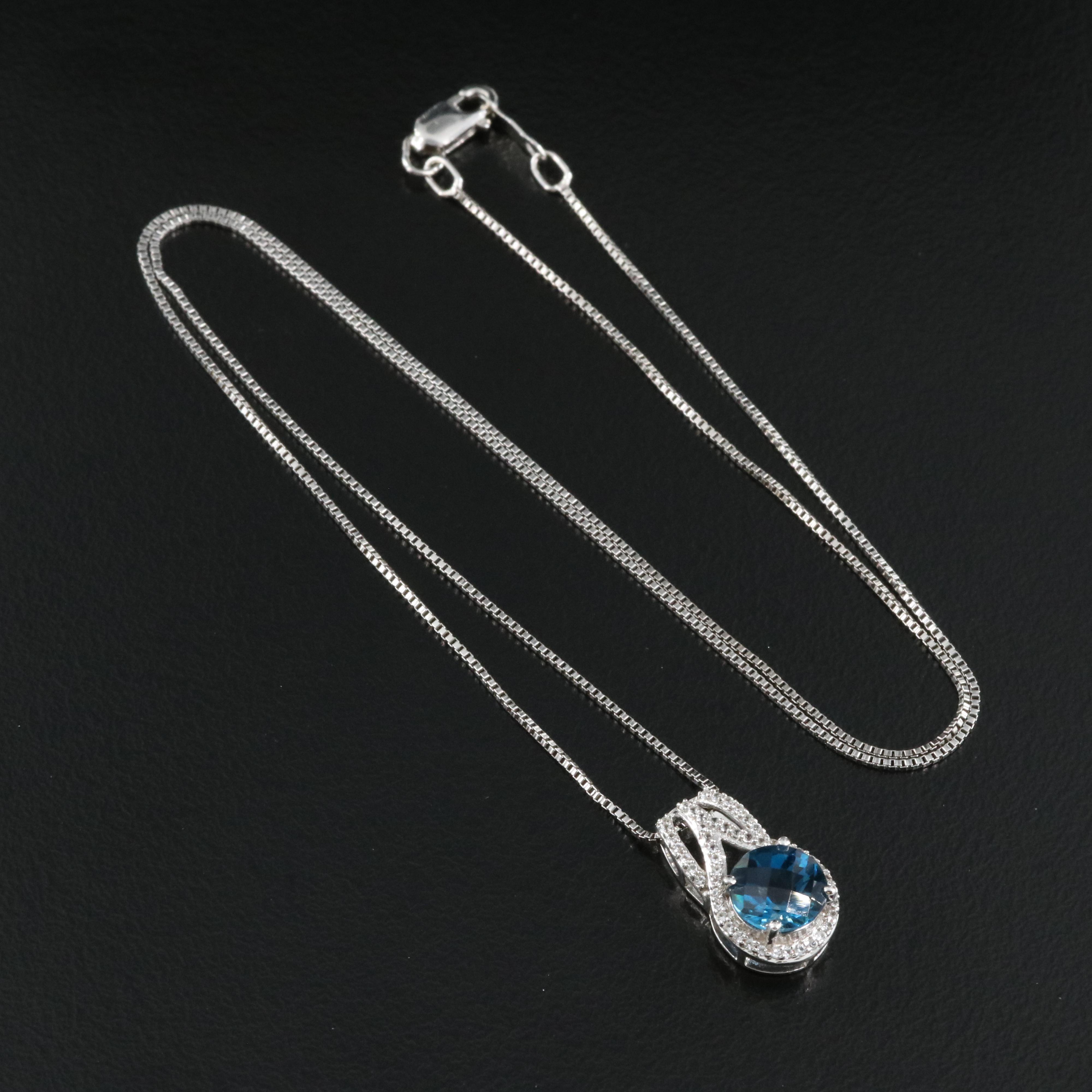 Sterling Topaz and Sapphire Pendant Necklace