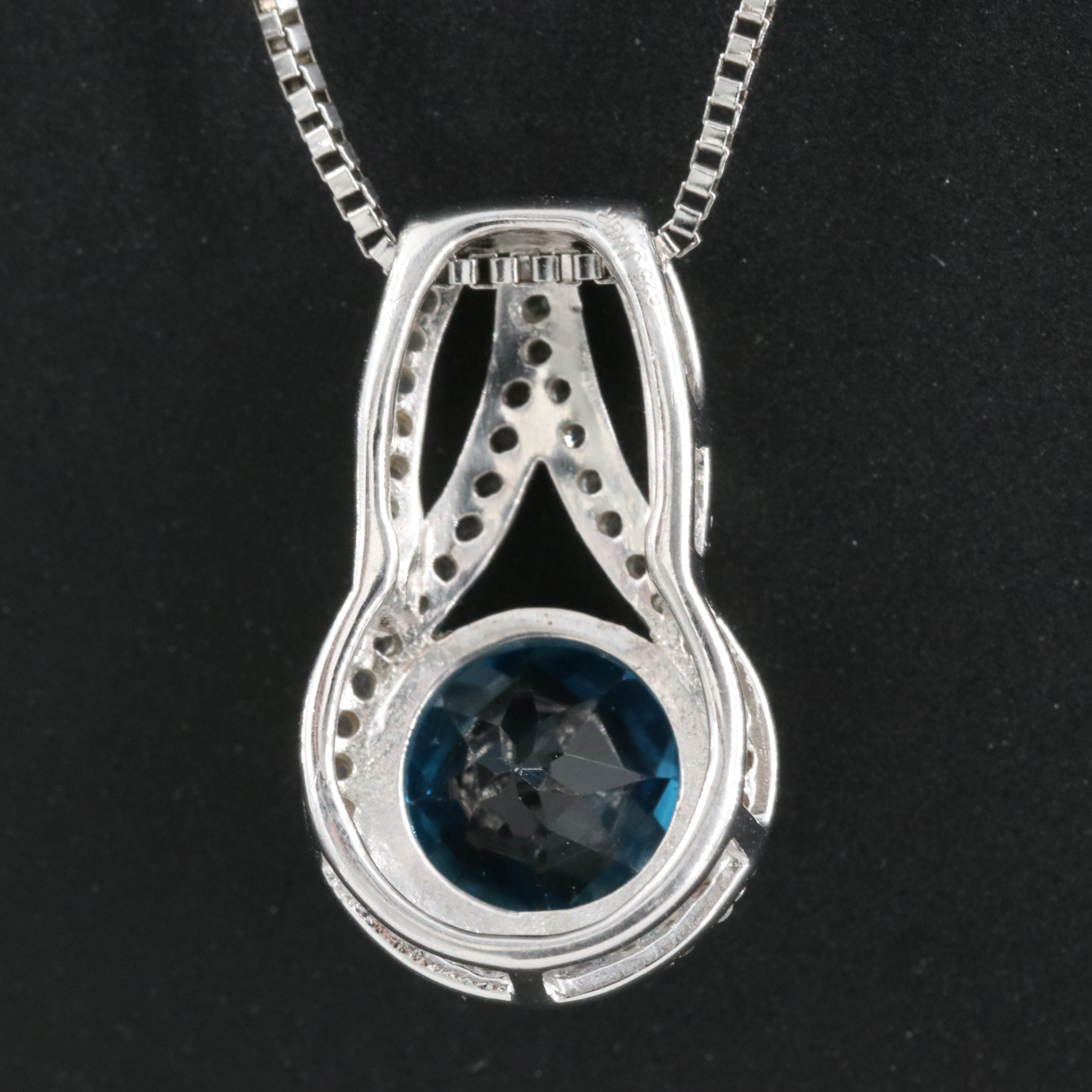 Sterling Topaz and Sapphire Pendant Necklace