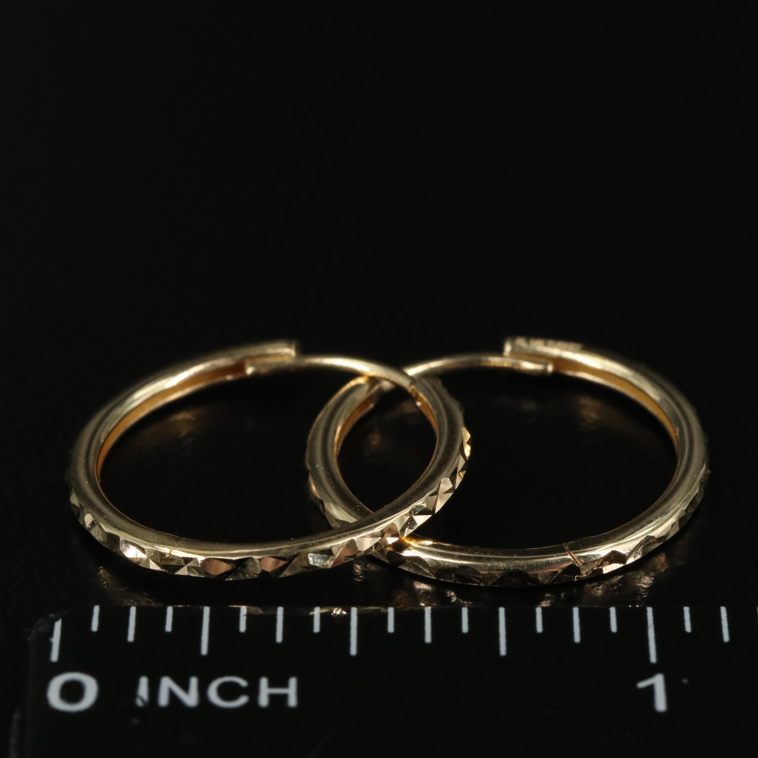 14K Textured Huggie Hoop Earrings