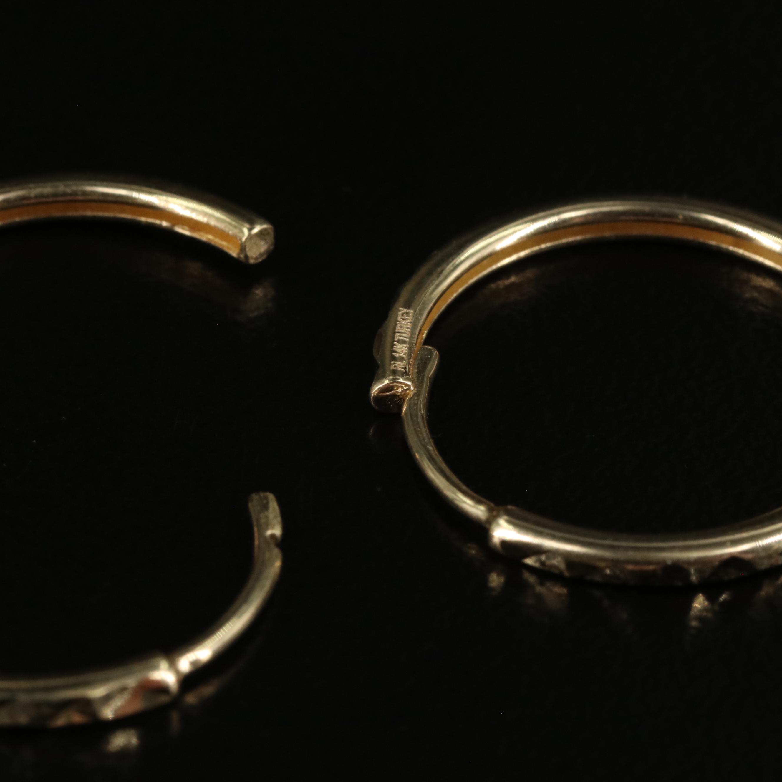 14K Textured Huggie Hoop Earrings