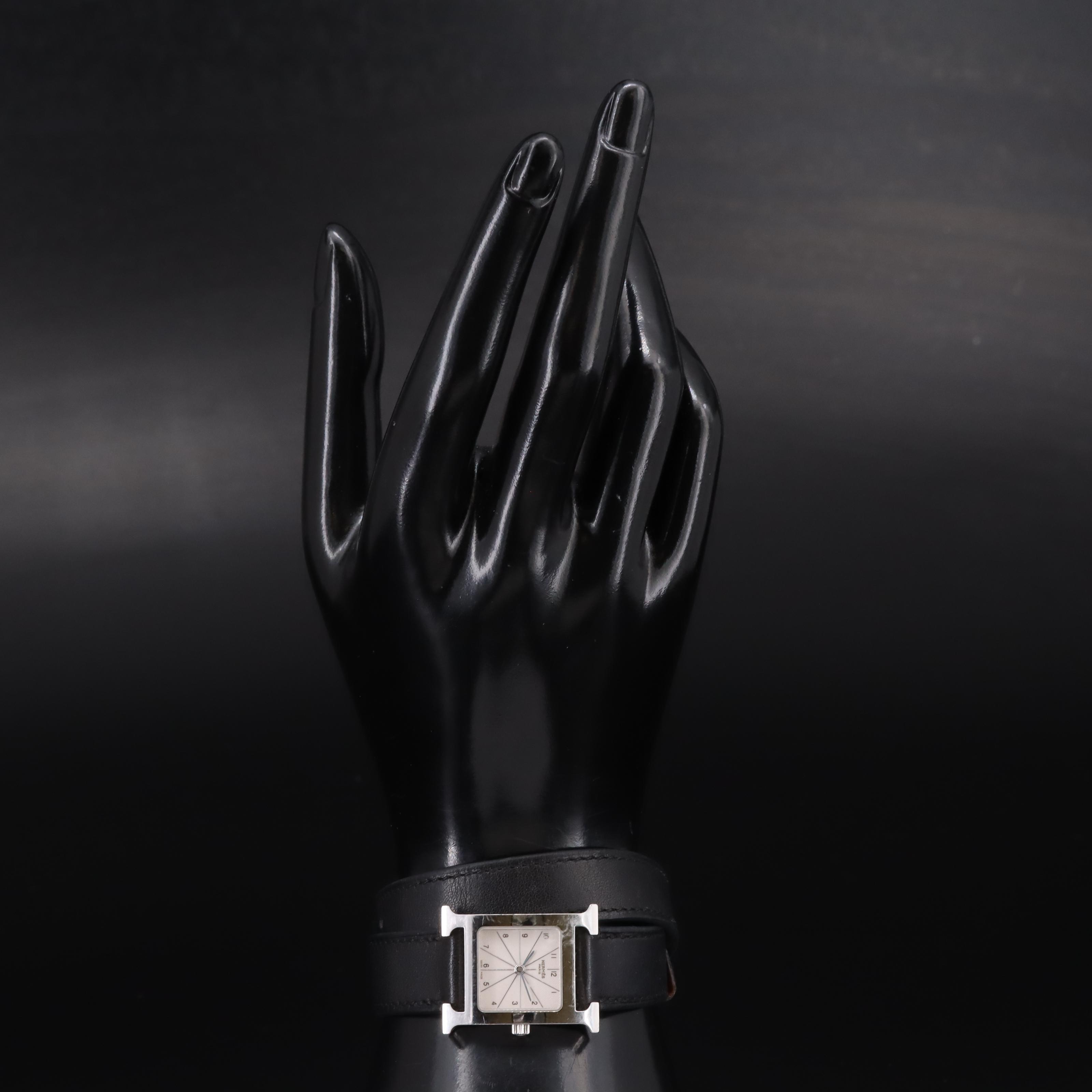 Hermès Stainless Steel Guilloché Dial H Watch