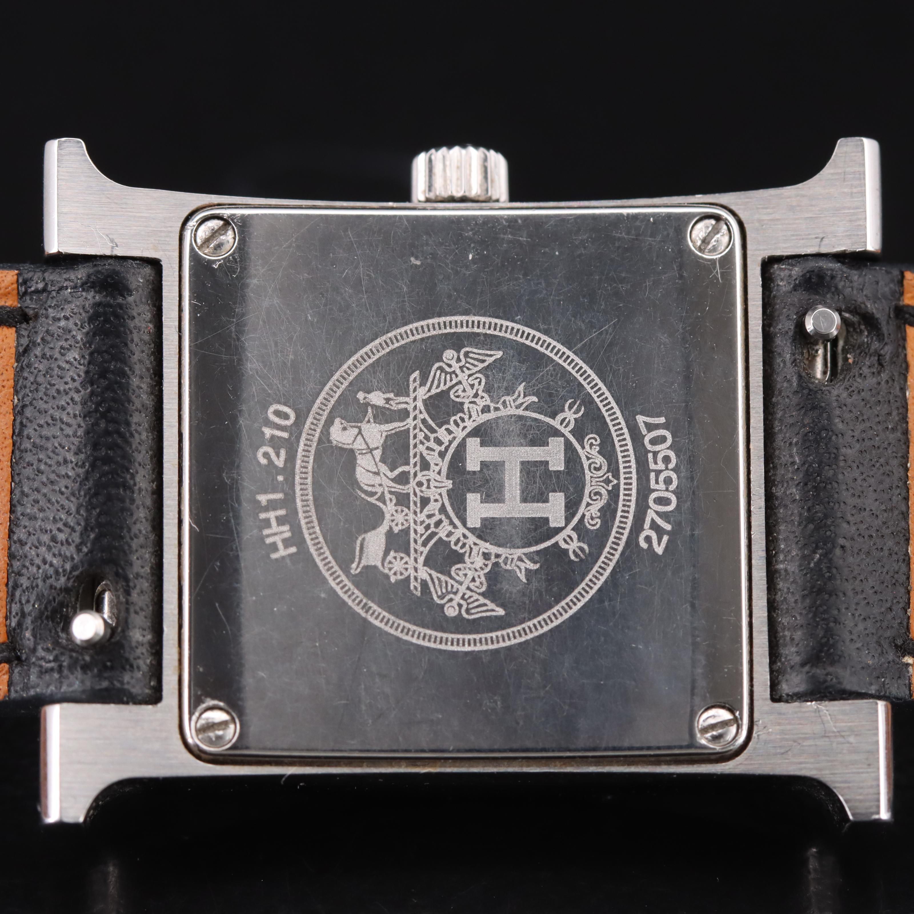 Hermès Stainless Steel Guilloché Dial H Watch