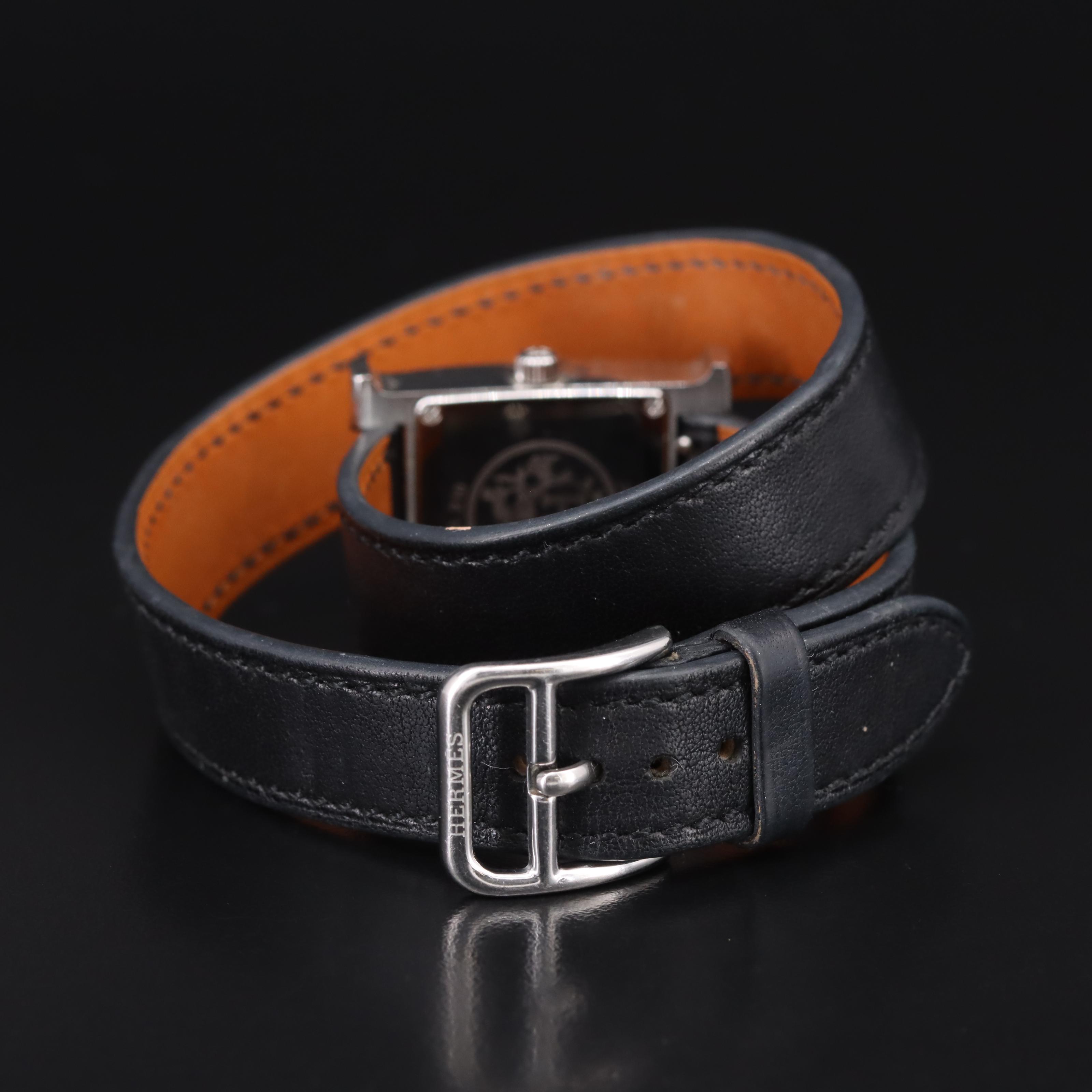 Hermès Stainless Steel Guilloché Dial H Watch